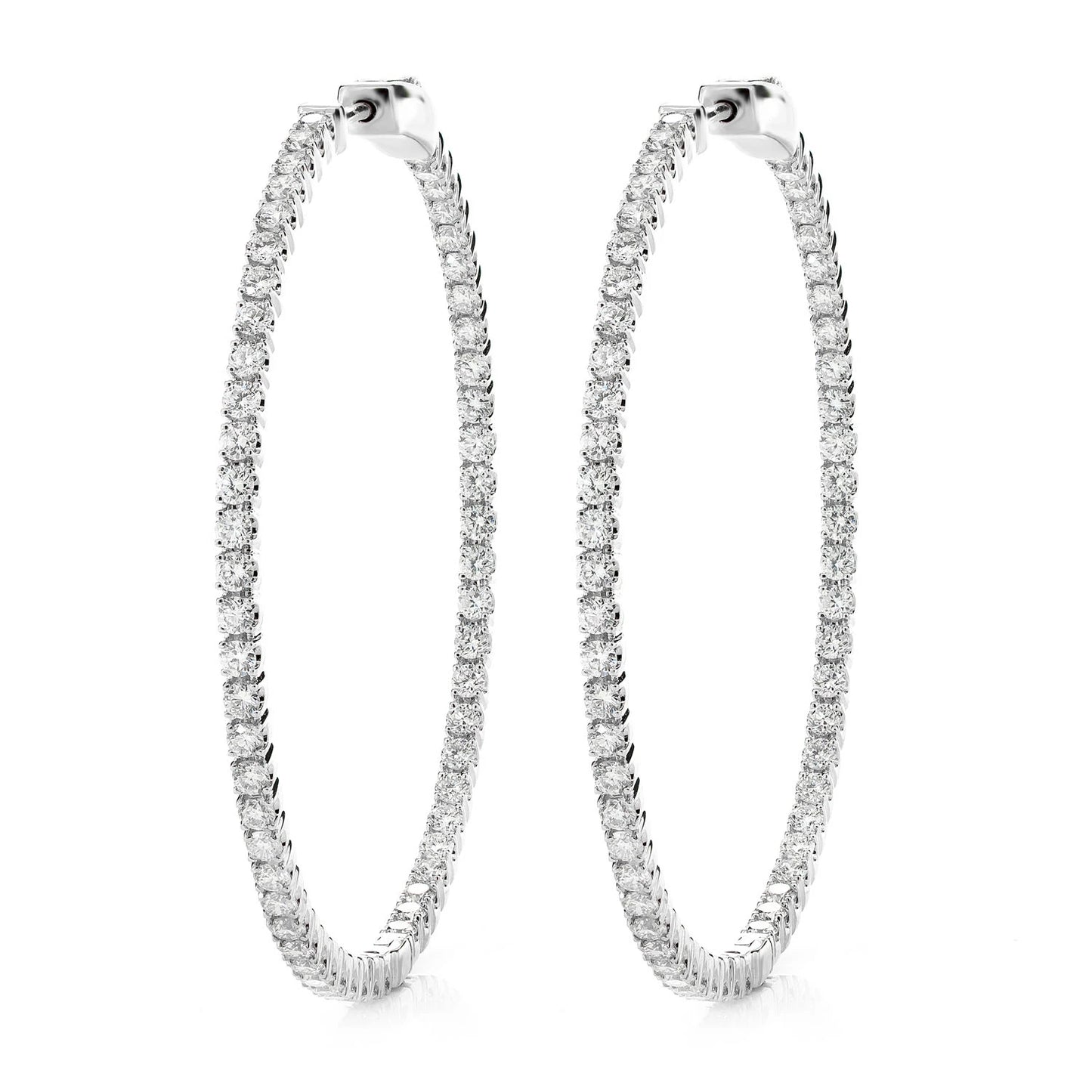 Large Diamond Inside Outside Hoop Earrings