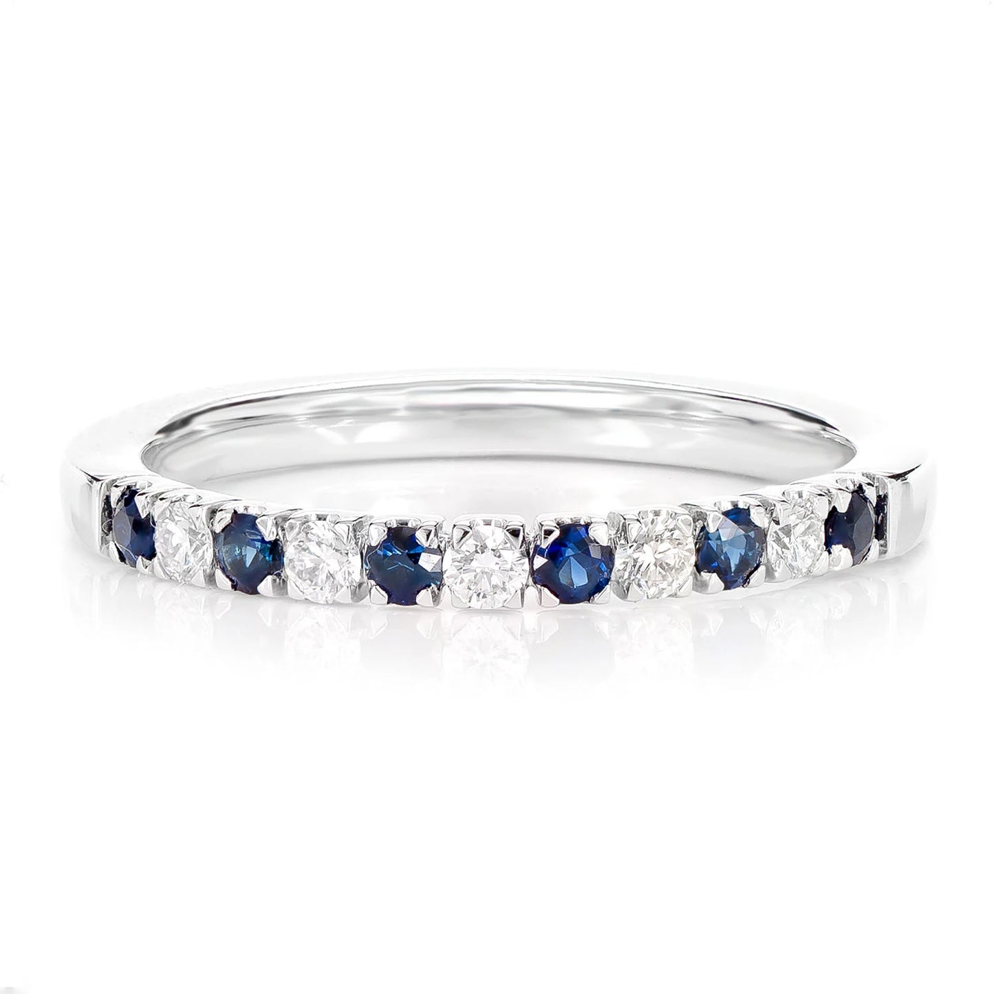 Single row Sapphire and Diamond Band Ring
