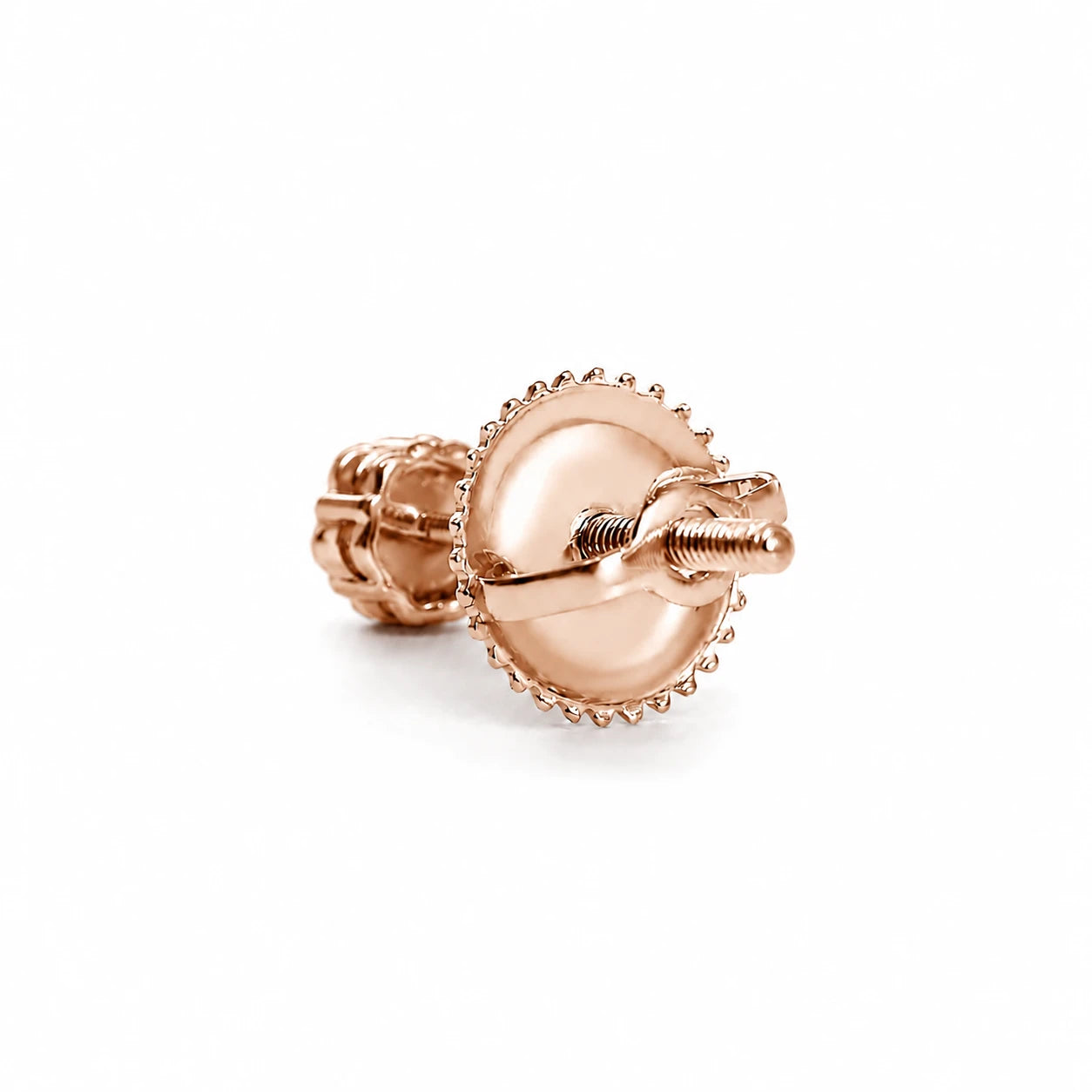 Flower Diamond Studs in 14K rose gold, 0.25ctw, side view