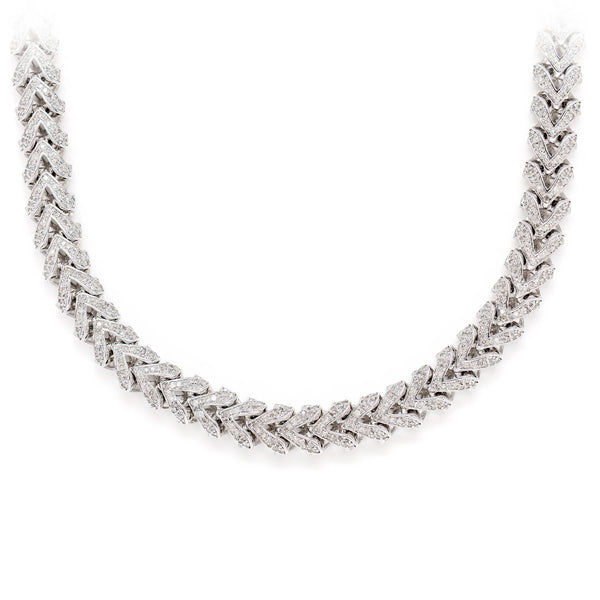 Sterling Silver 8mm Upside Down Arrow Diamond Chain
