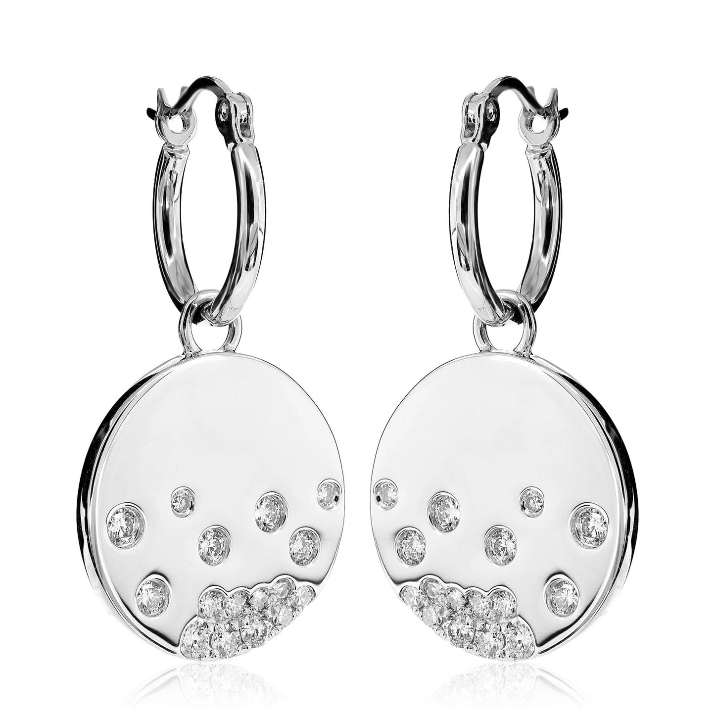 Detachable Scattered Gypsy Set Diamond Dangle Hoop Earrings