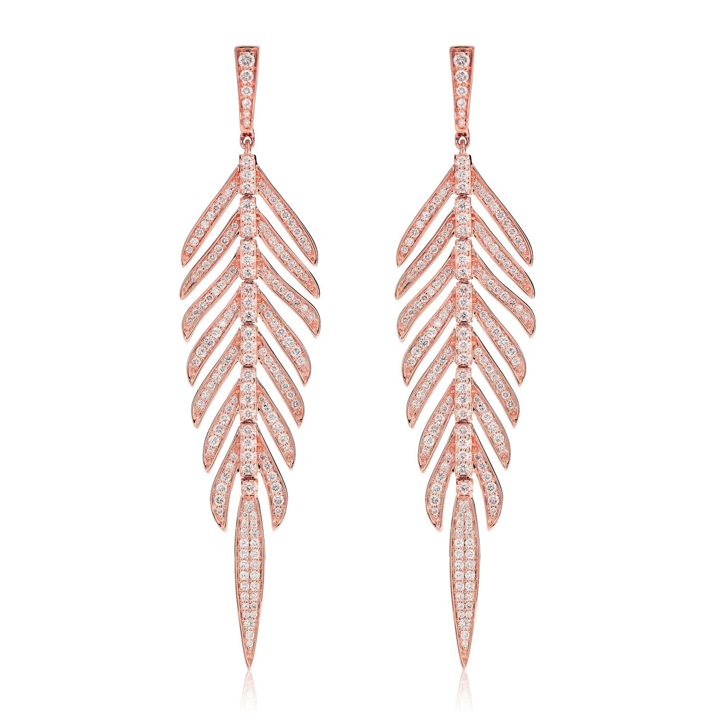 Diamond Dangling Leaf Earrings