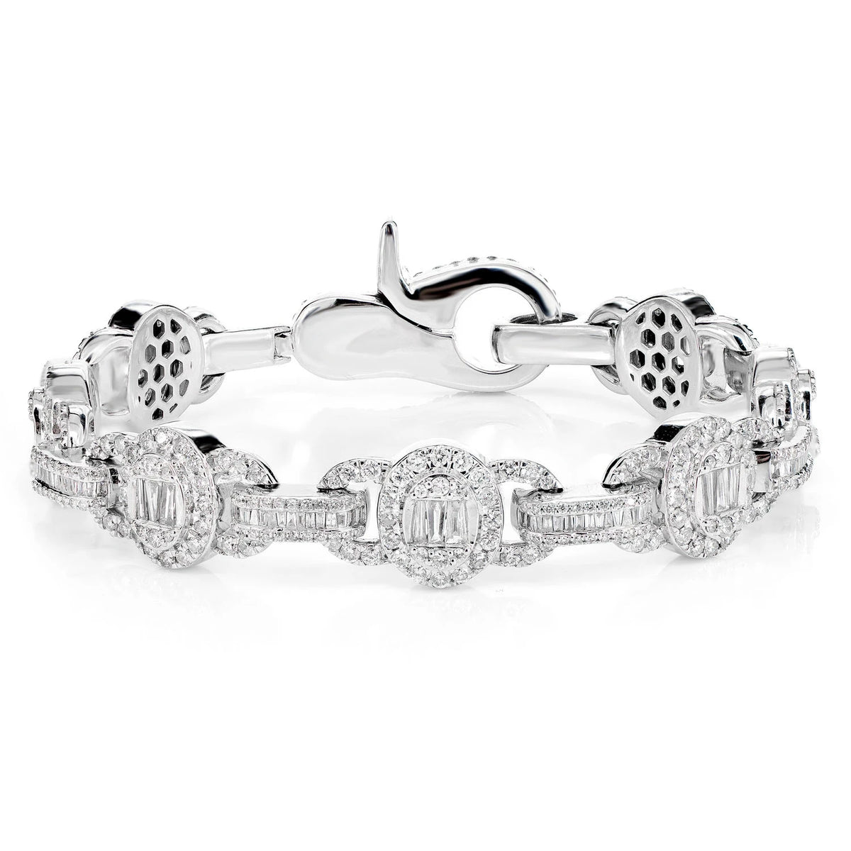 Oval Frame Baguette and Round Diamond Bracelet
