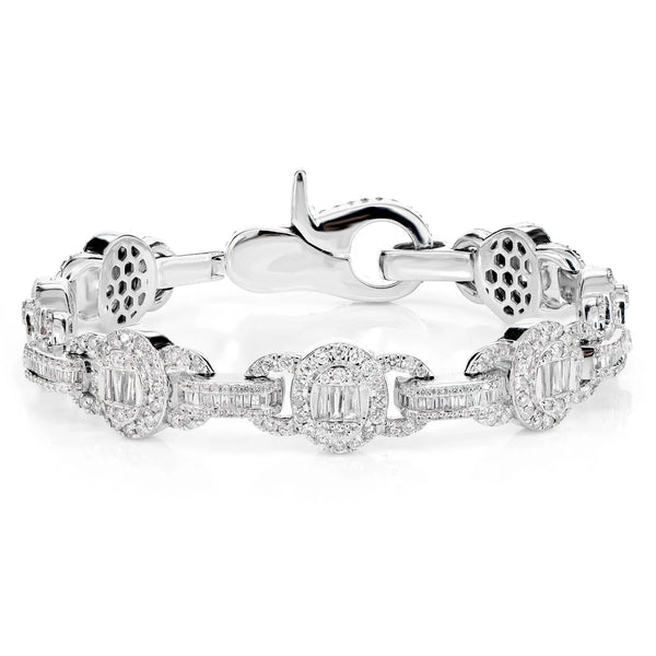 Oval Frame Baguette and Round Diamond Bracelet