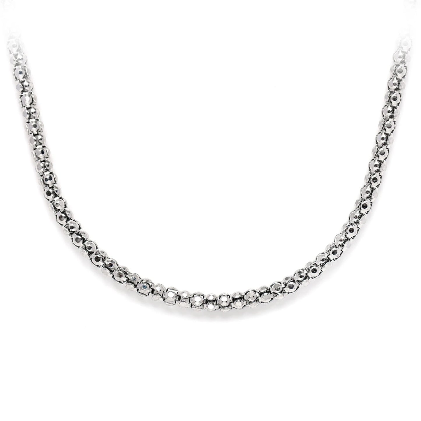Sterling Silver Wheat Chain in 925 sterling silver, 2mm width, front view
