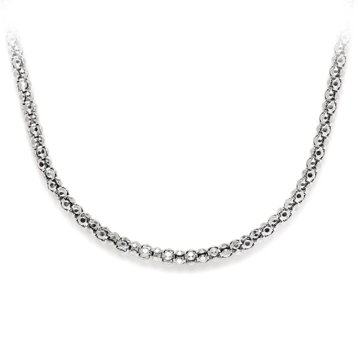 Sterling Silver Wheat Chain in 925 sterling silver, 2mm width, front view