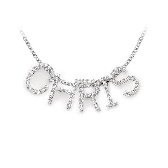 Letter & Number Pendant in 14K white gold, alternate view