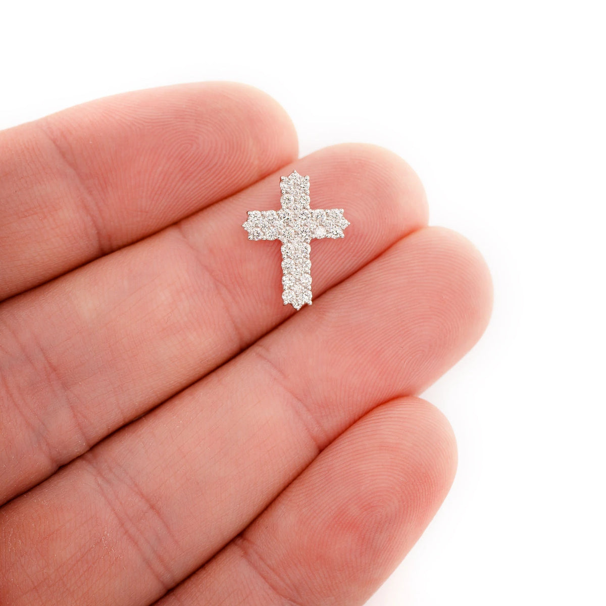 Four Row Diamond Cross Pendant