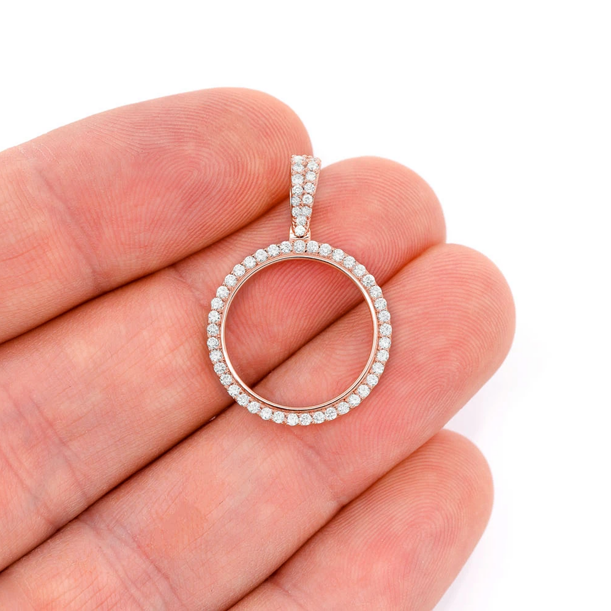 Picture Memory Diamond Pendant in 14K rose gold, 0.50ctw, angled view