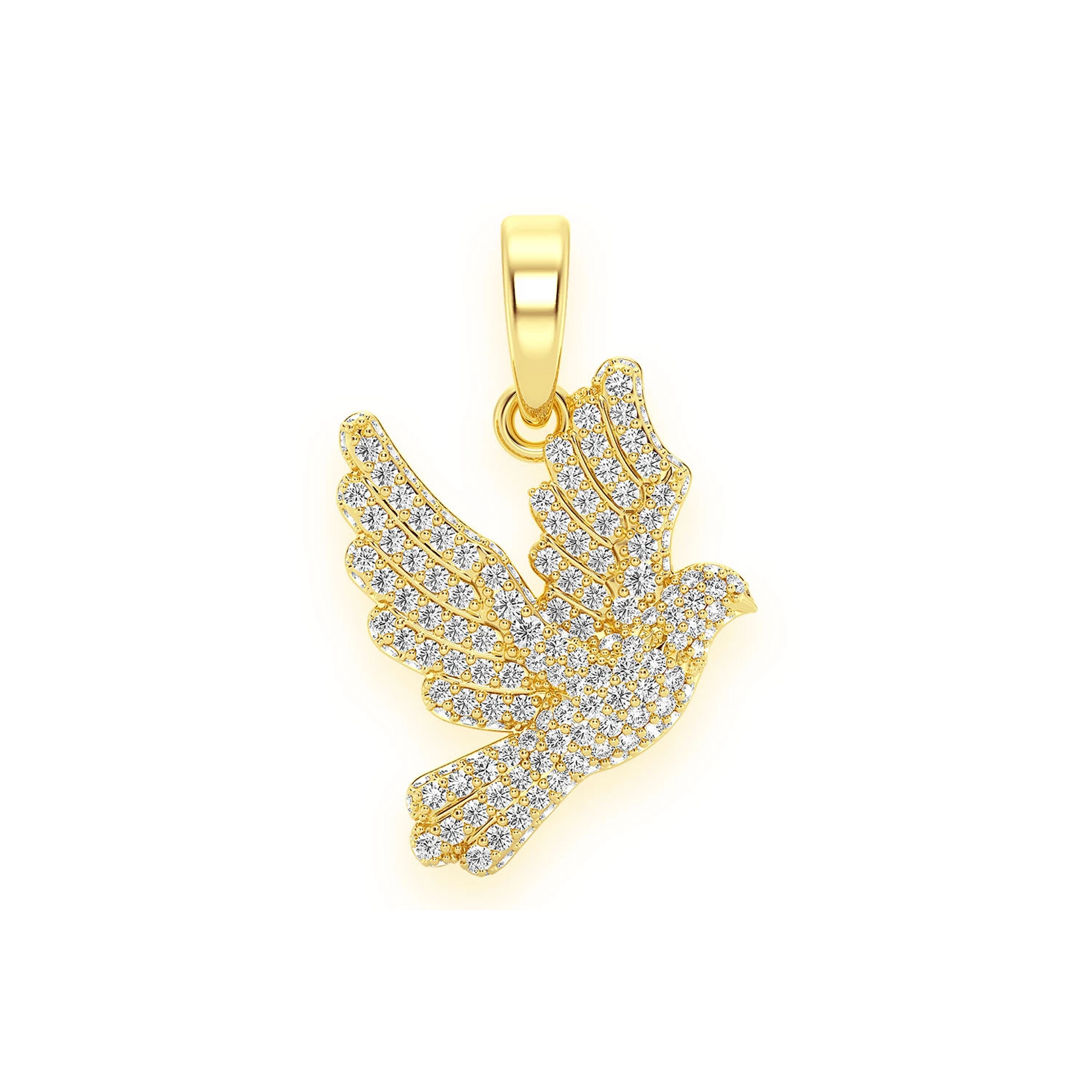 Dove Diamond Pendant in 14K yellow gold, front view