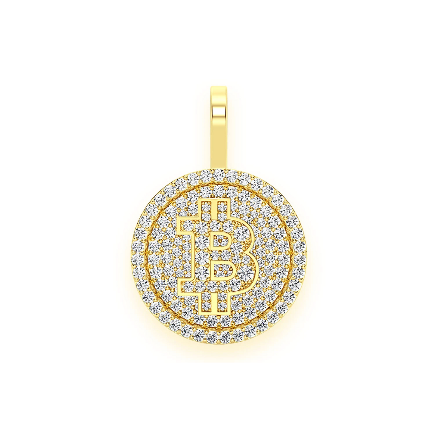 Bitcoin Diamond Pendant in 14K yellow gold, front view
