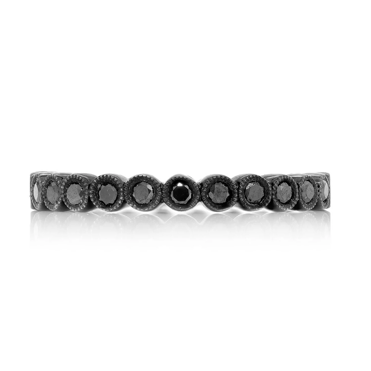 Black Diamond Band Ring 14k in 14K black gold, angled view
