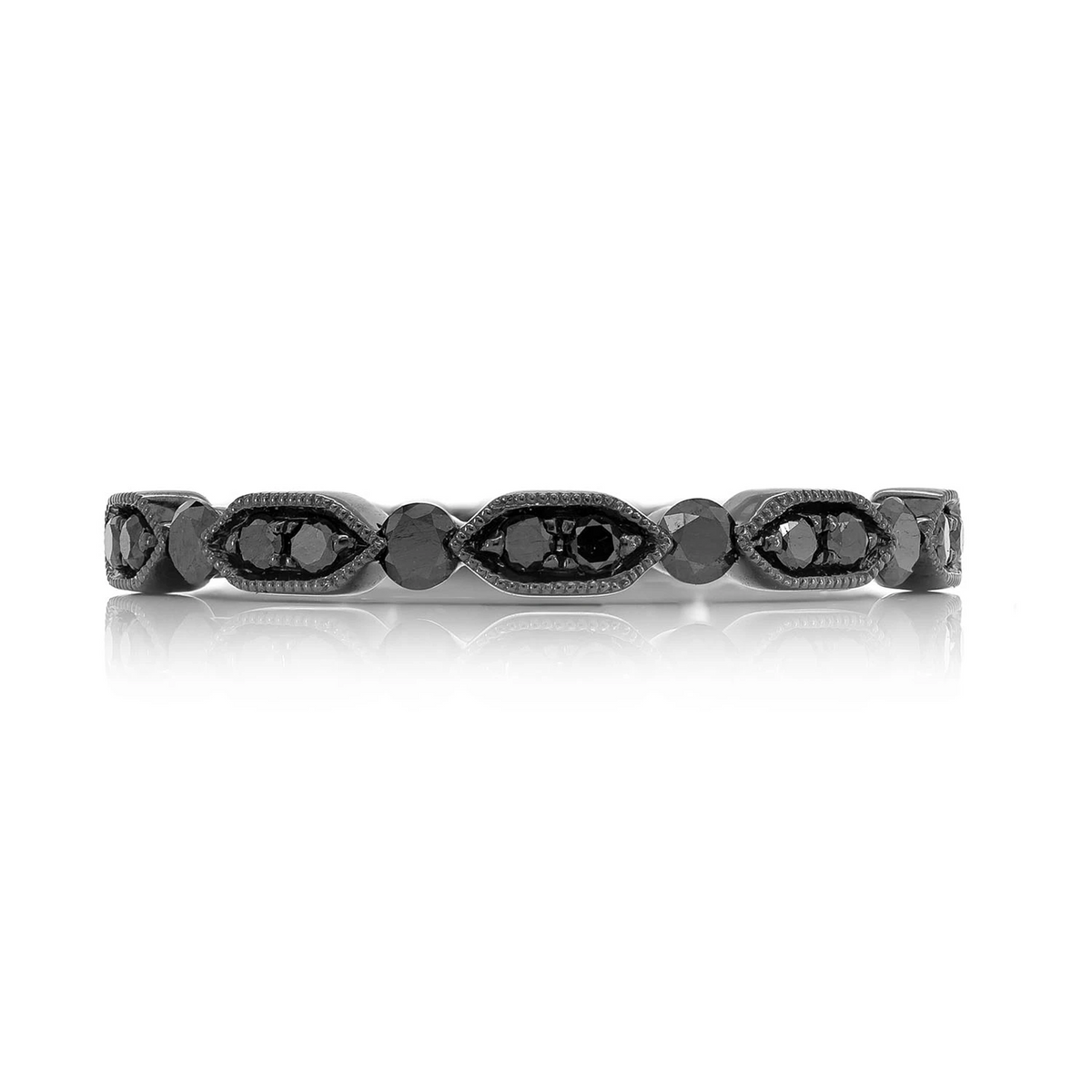 Black Diamond Wedding Ring 14k in 14K black gold, front view
