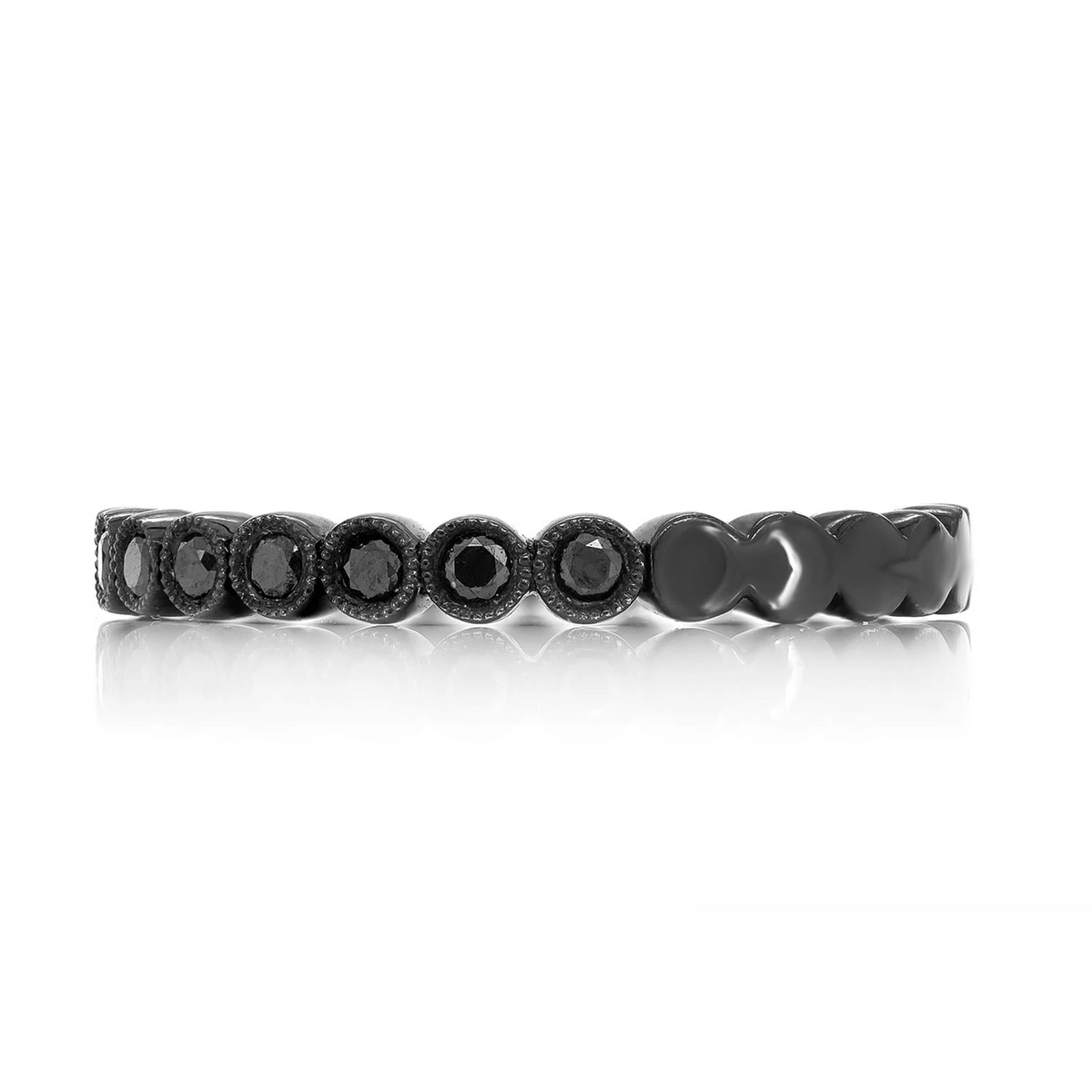 Black Diamond Band Ring 14k in 14K black gold, front view