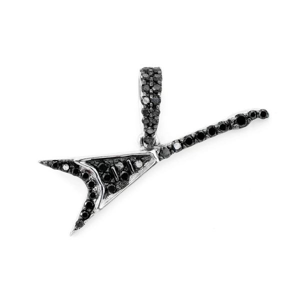 Flying V Guitar Black Diamond Pendant