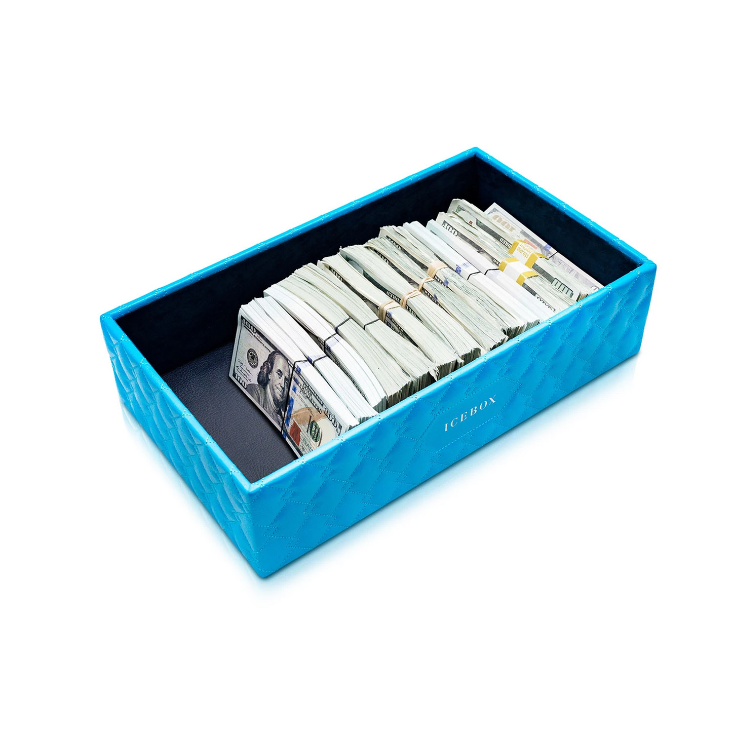 4-Inch Leather Vault Tray in blue, detail view 2