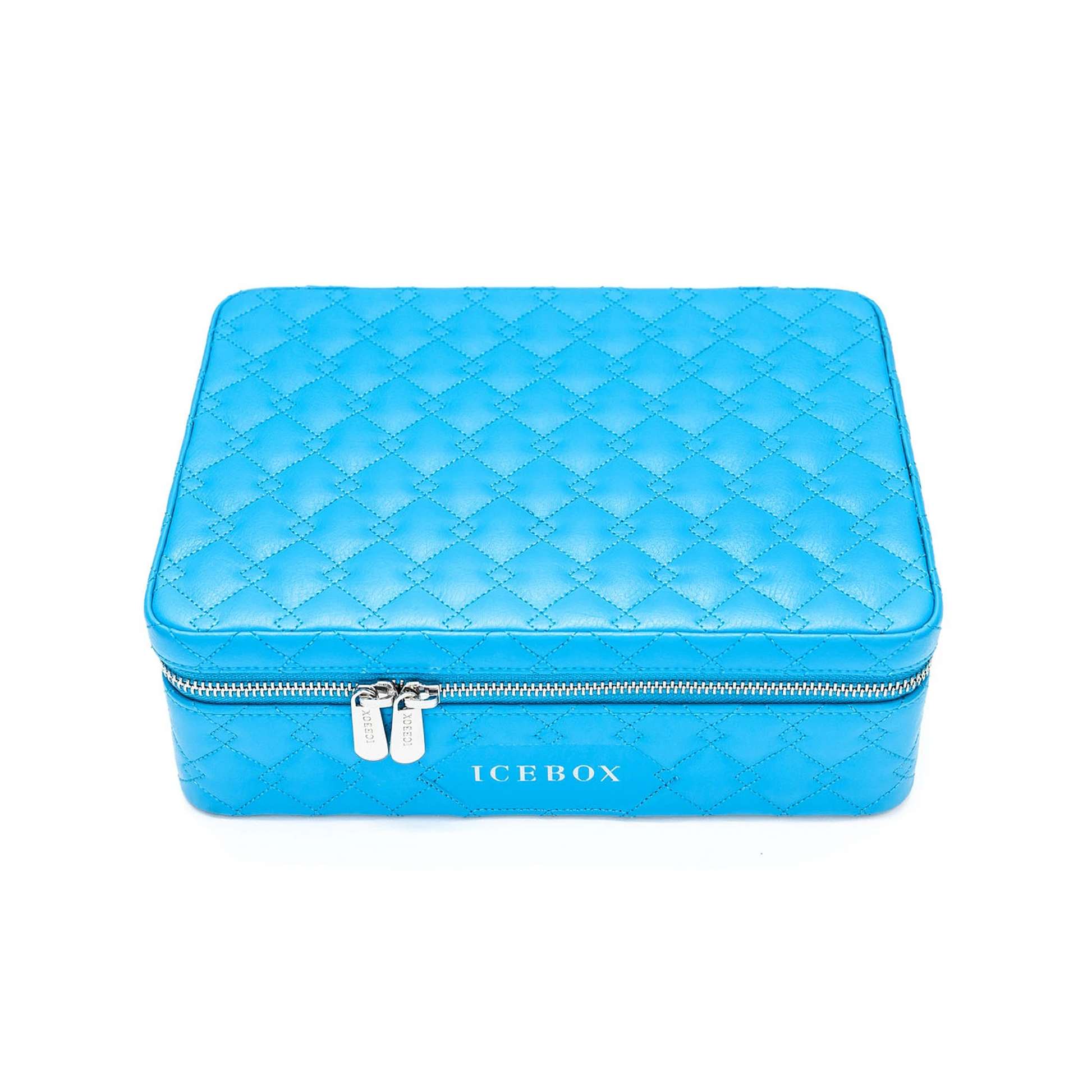 Icebox Voyager Case in blue gold, exterior view
