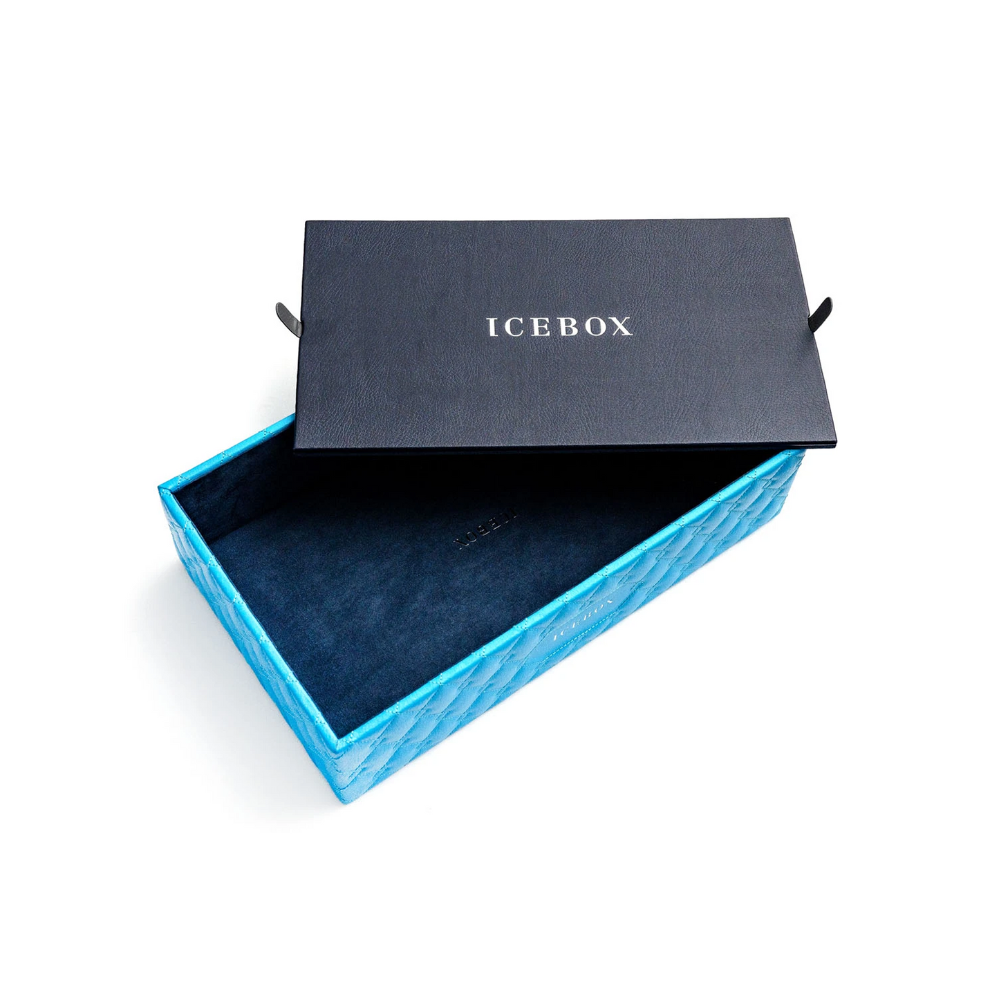 4-Inch Leather Vault Tray in blue, side view