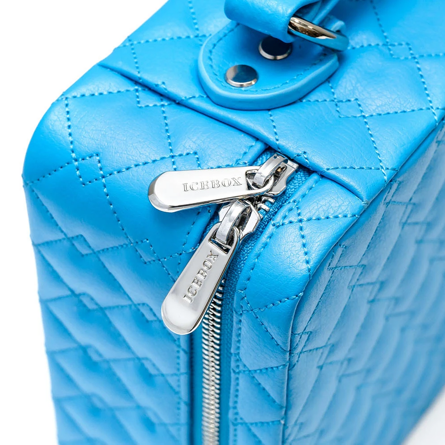 Icebox Voyager Case in blue gold, side view