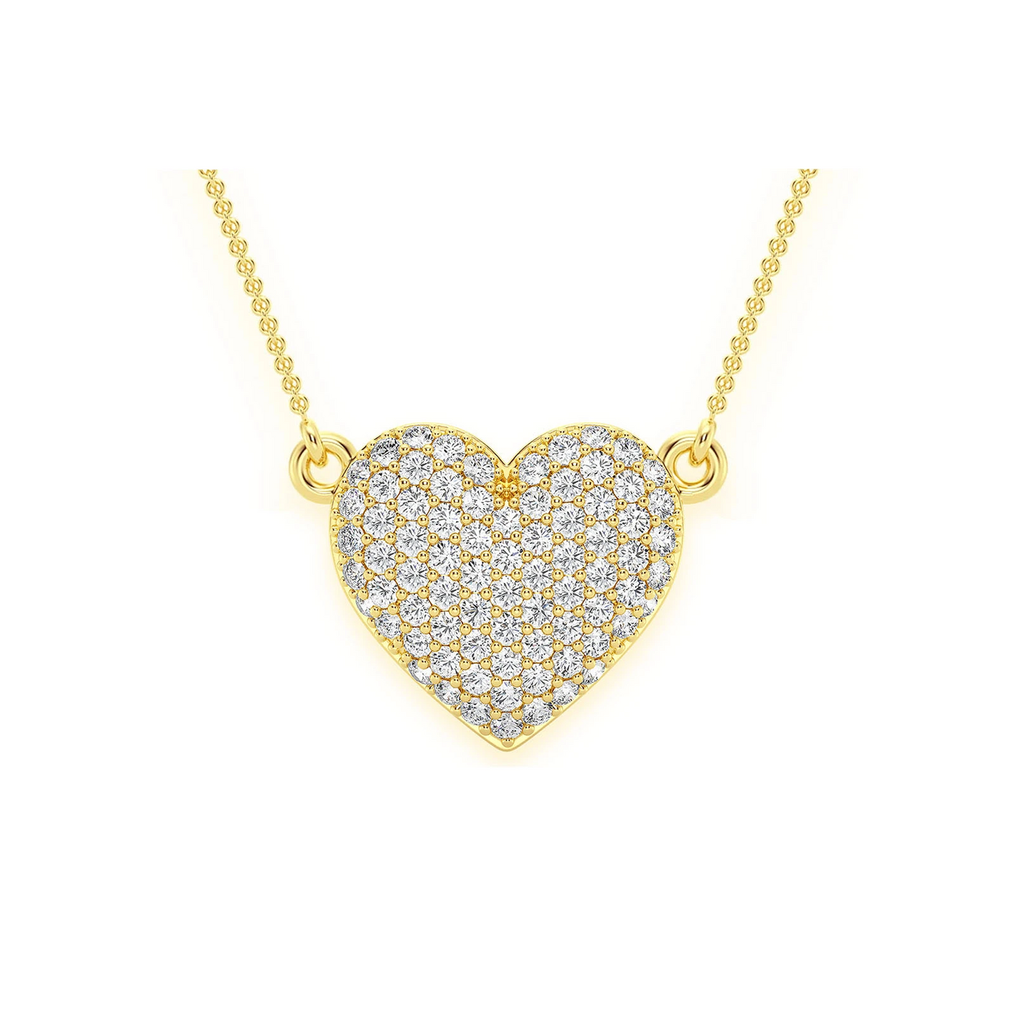 Bubble Heart Diamond Necklace in 14K yellow gold, front view