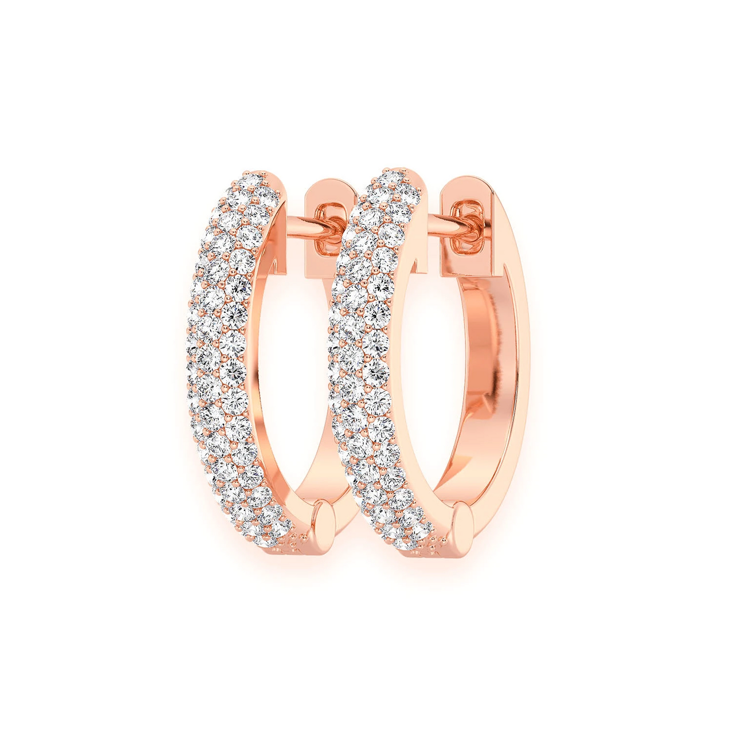 Bubble Row Diamond Huggies in 14K rose gold, 0.20ctw, front view