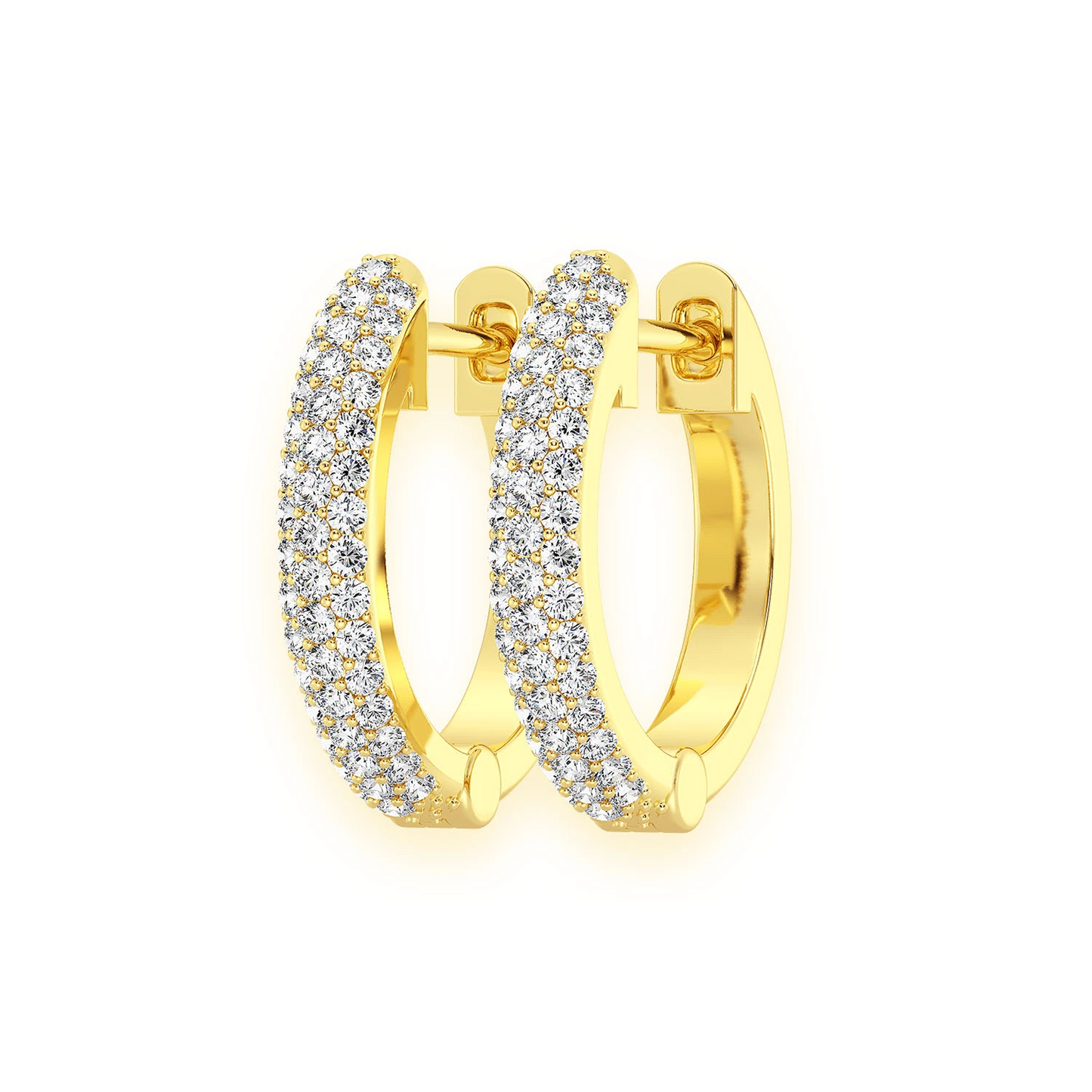 Bubble Row Diamond Huggies in 14K yellow gold, 0.20ctw, front view