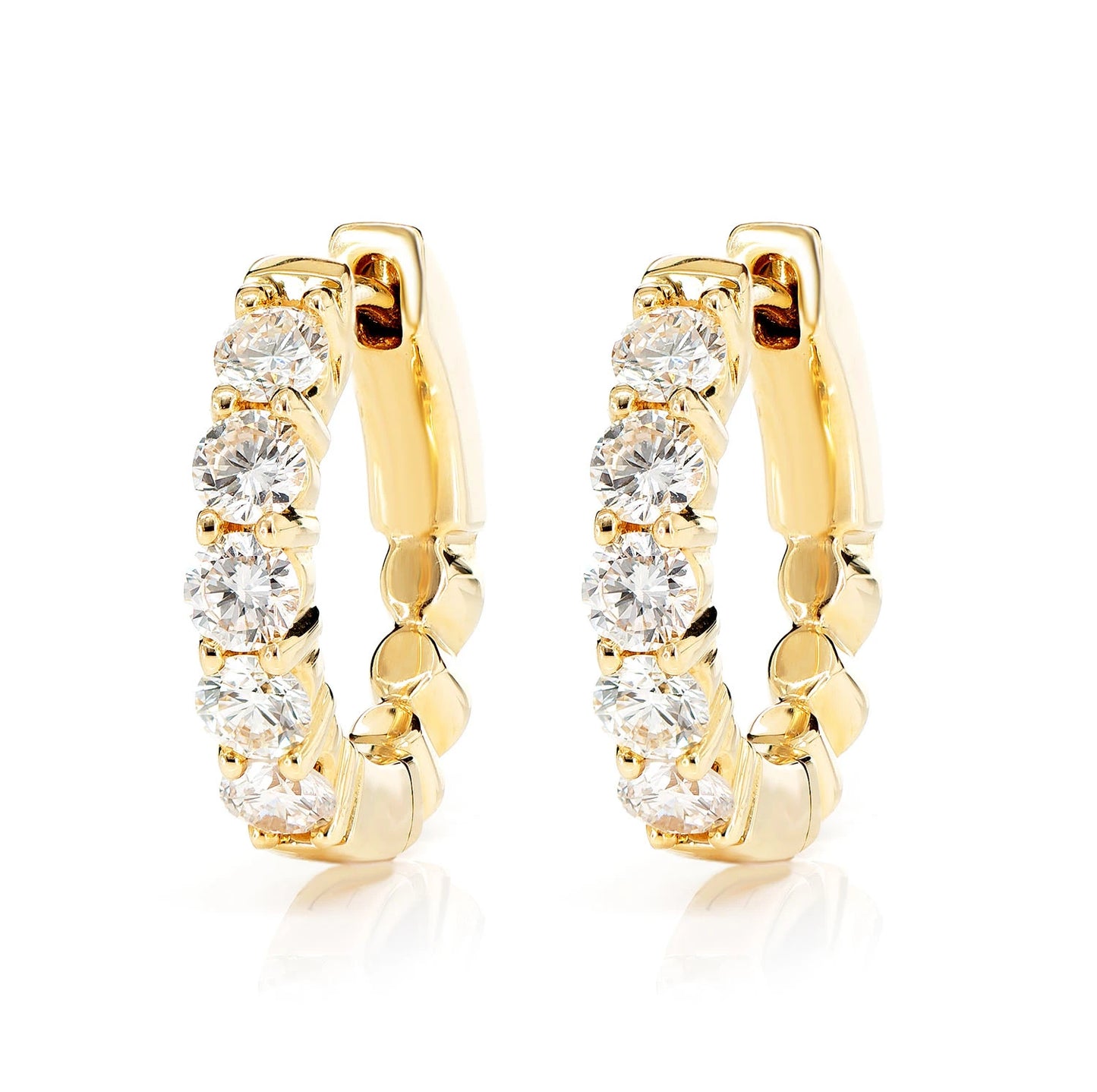 Shared Prong Diamond Hoop Earrings