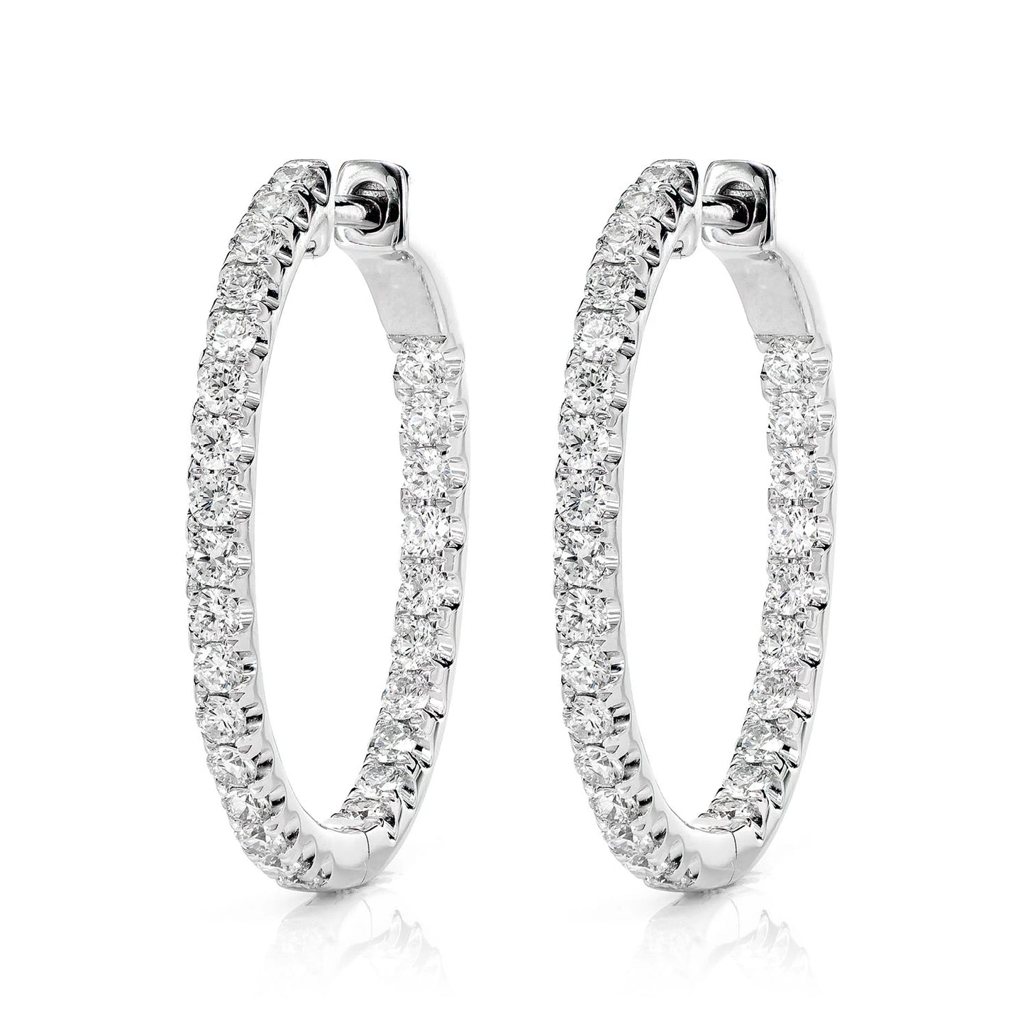 Oval Diamond Inside Outside Hoop Earrings