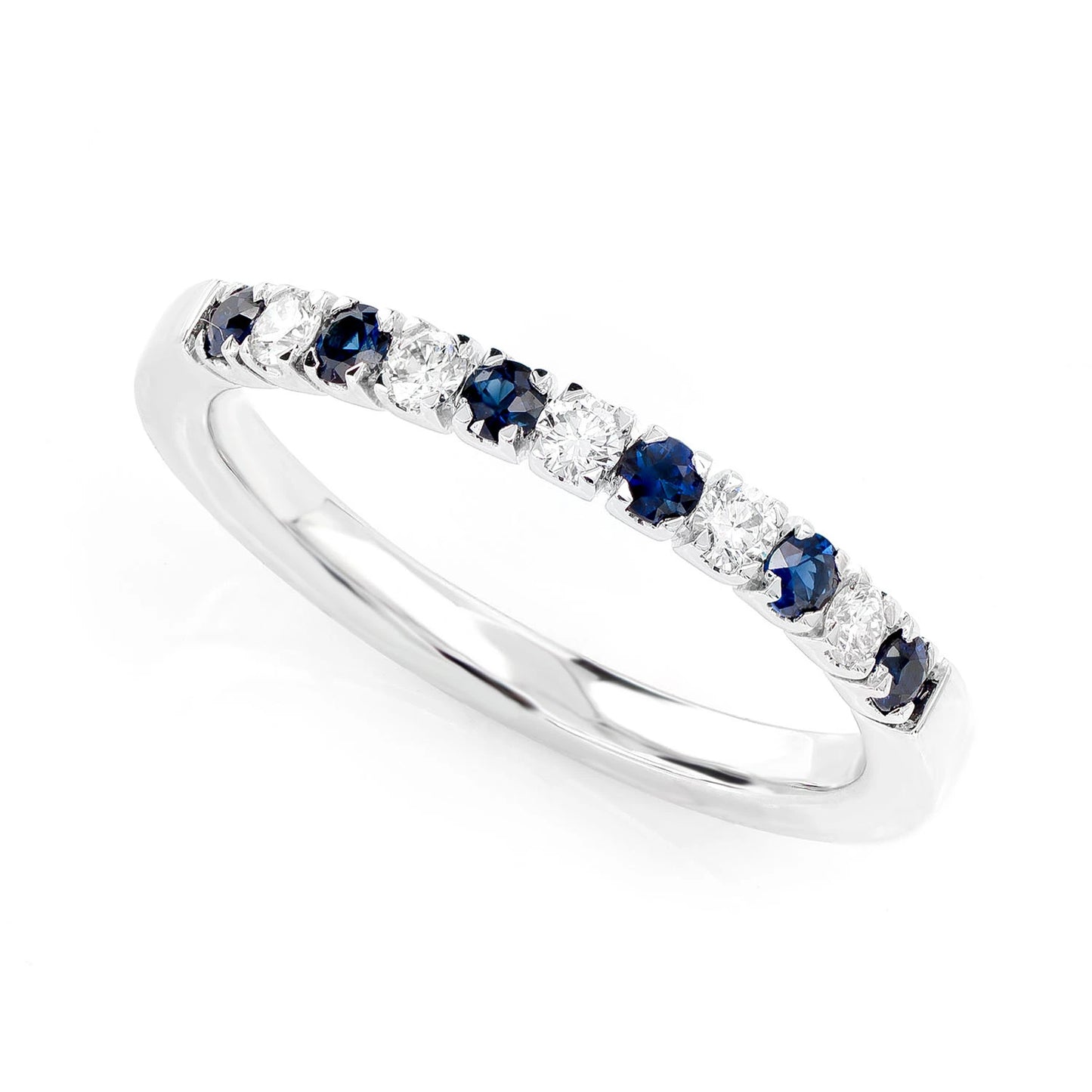 Single row Sapphire and Diamond Band Ring