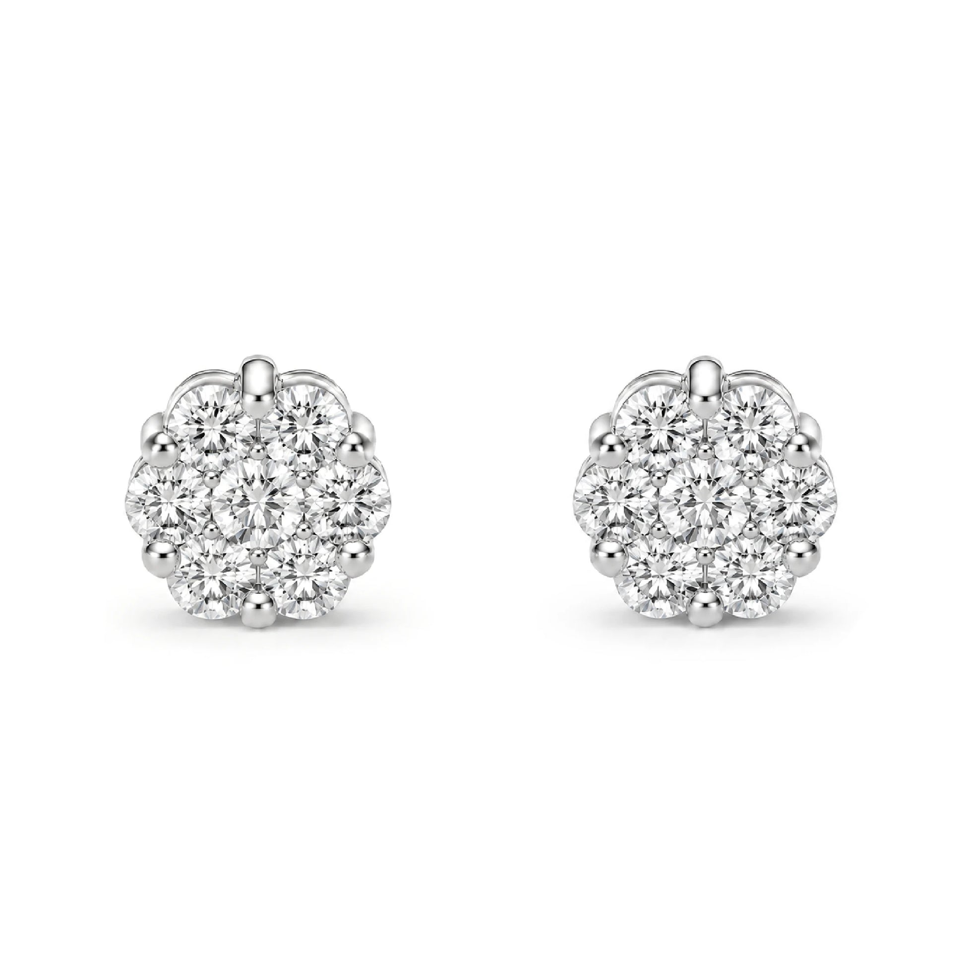 Flower Diamond Studs in 14K white gold, 0.25ctw, front view