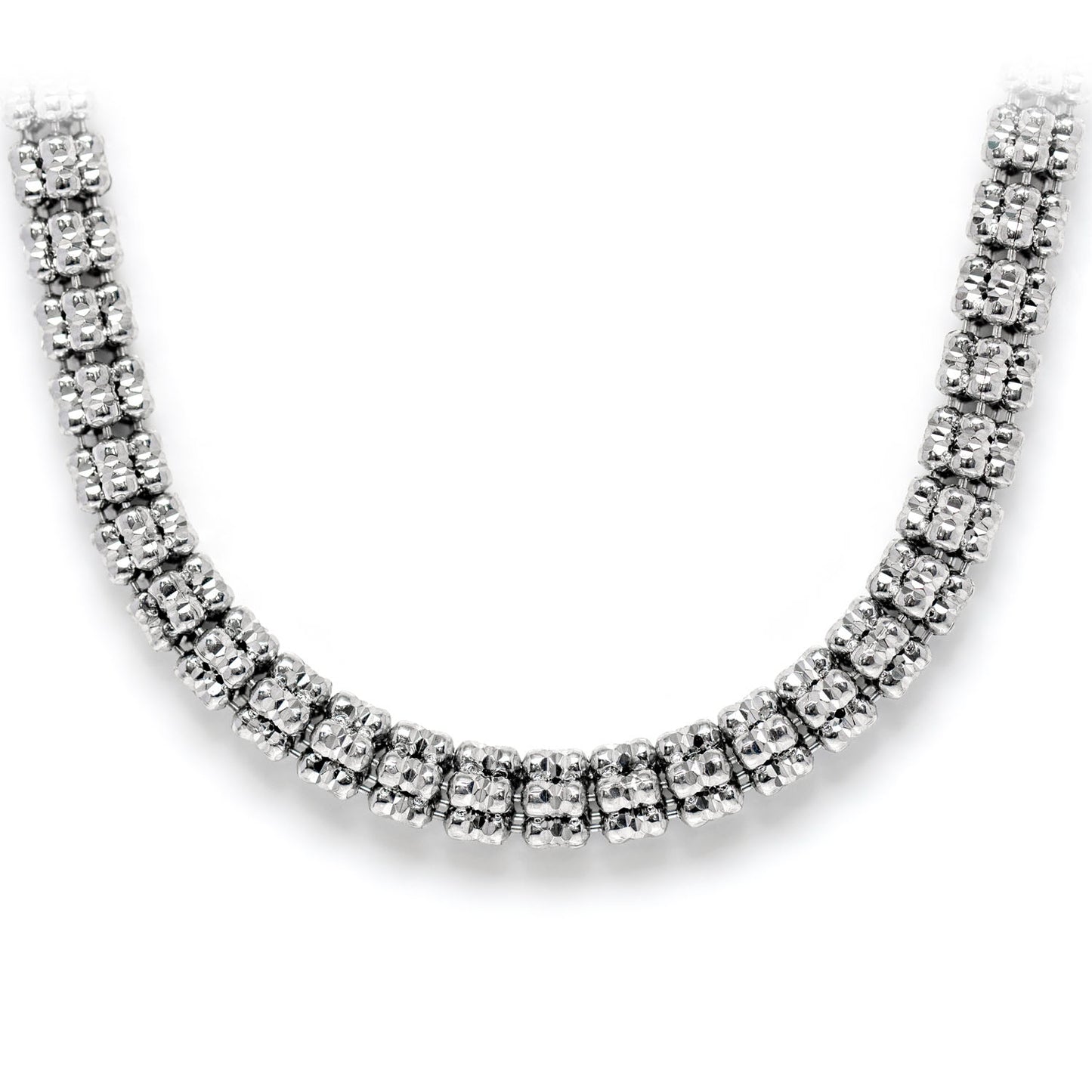 Sterling Silver Triangular Diamond-Cut Tube Chain in 925 sterling silver, 5mm width, front view