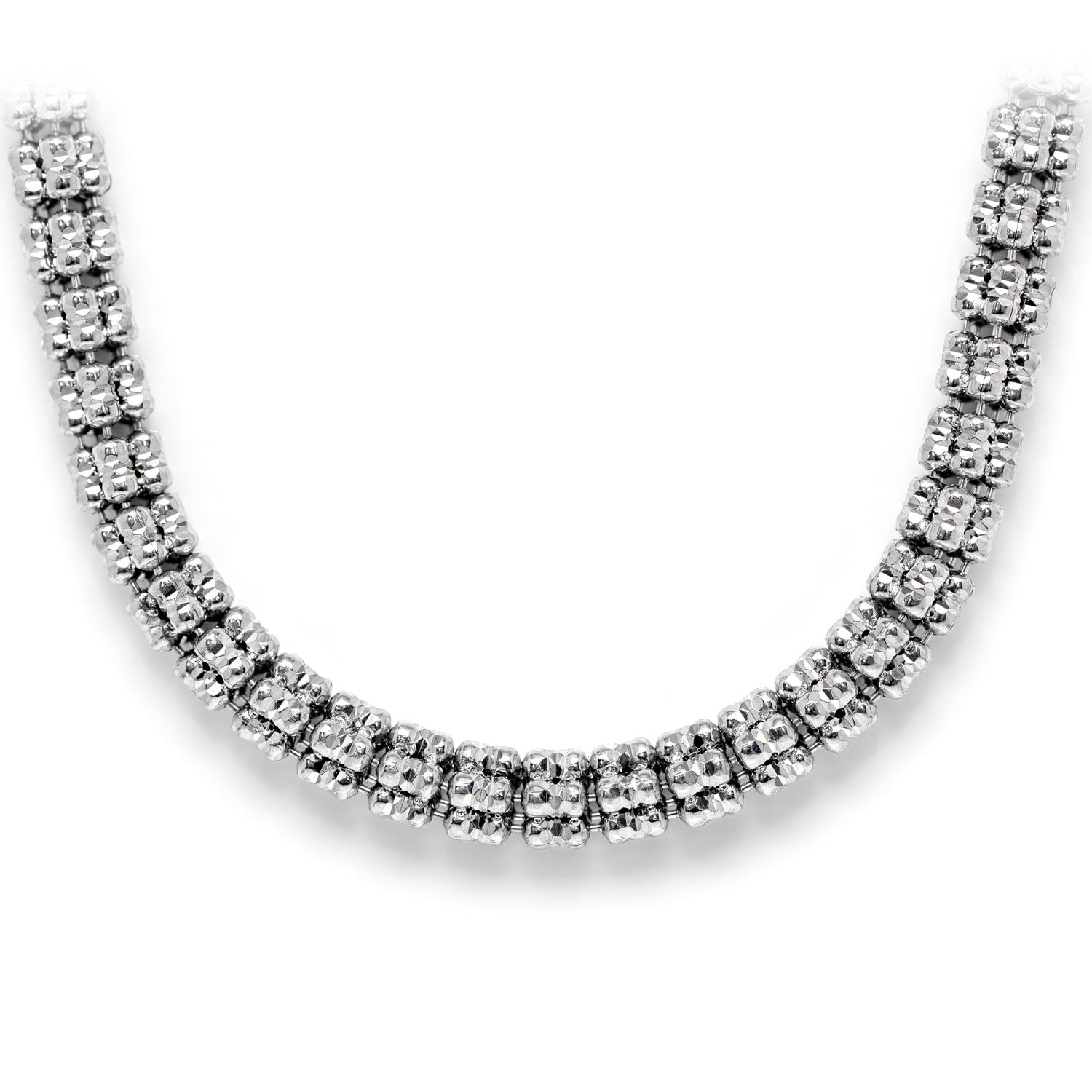 Sterling Silver Triangular Diamond-Cut Tube Chain in 925 sterling silver, 5mm width, front view