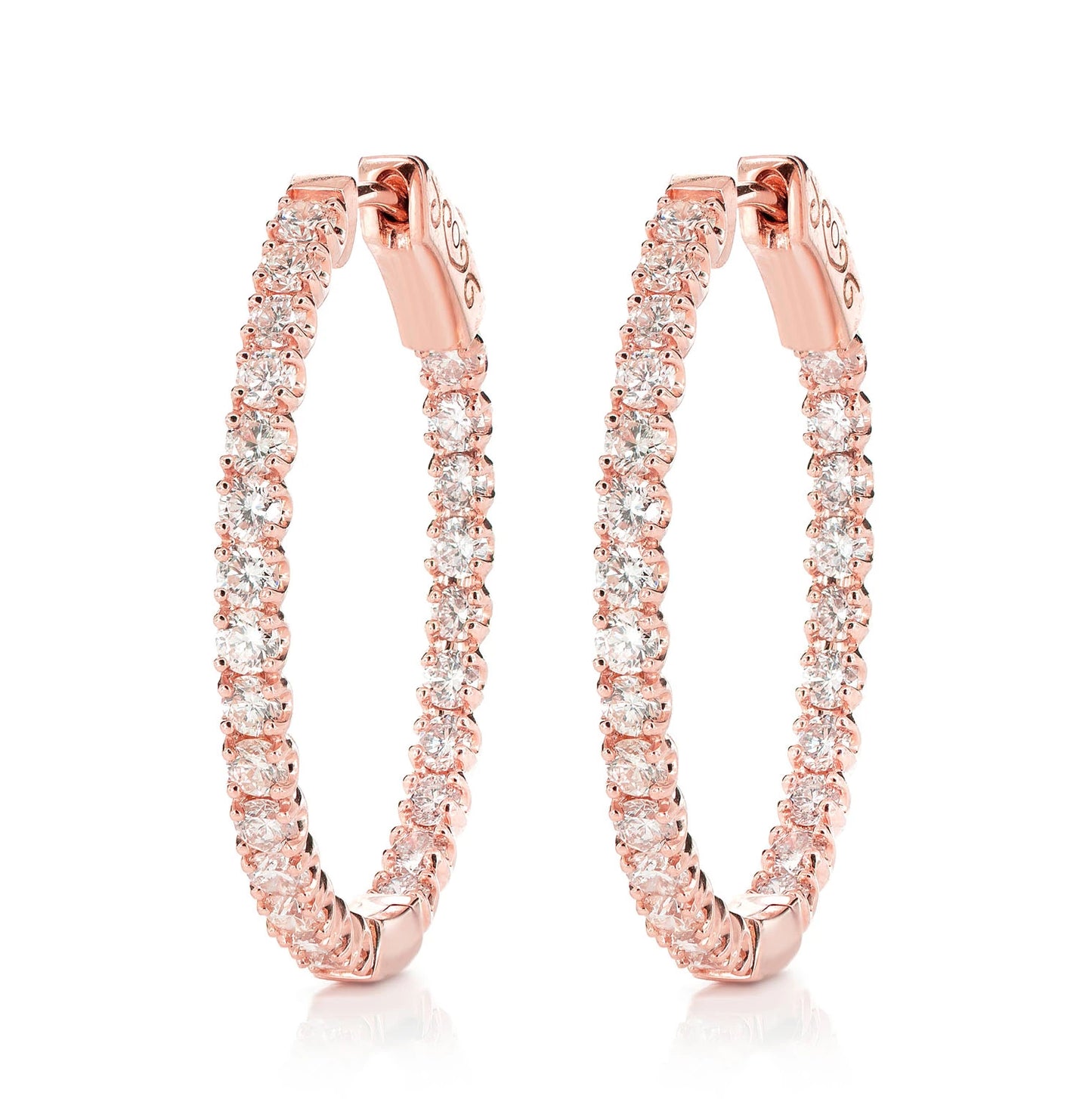 4pt Diamond Inside Outside Hoop Earrings