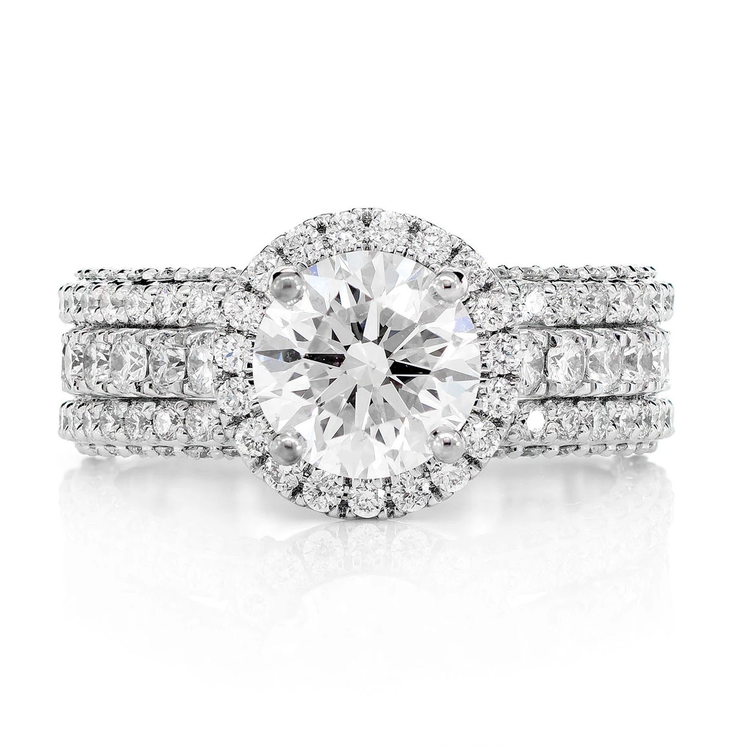 Triplex - Round Solitaire Halo Diamond Engagement Ring