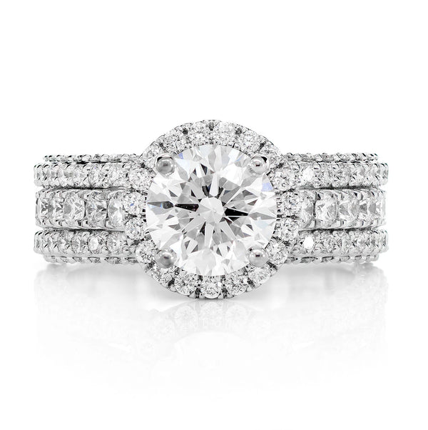 Triplex - Round Solitaire Halo Diamond Engagement Ring