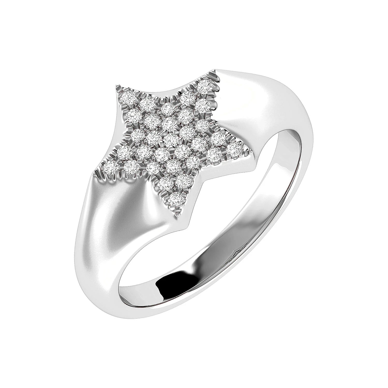 Star Signet Diamond Ring in 14K white gold, alternate view
