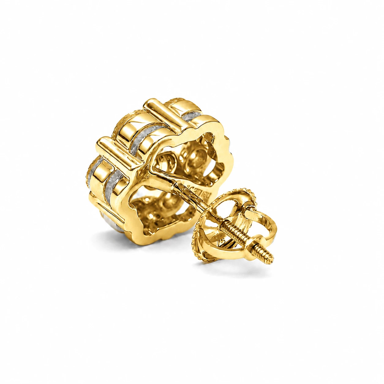 Flower Diamond Studs in 14K yellow gold, 4.00ctw, side view