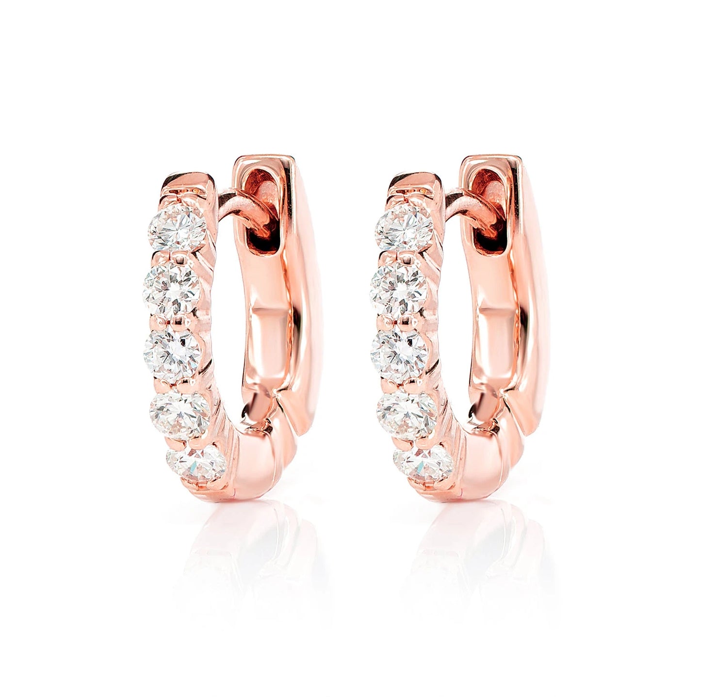 3pt Diamond Scallop Huggie Hoop Earrings