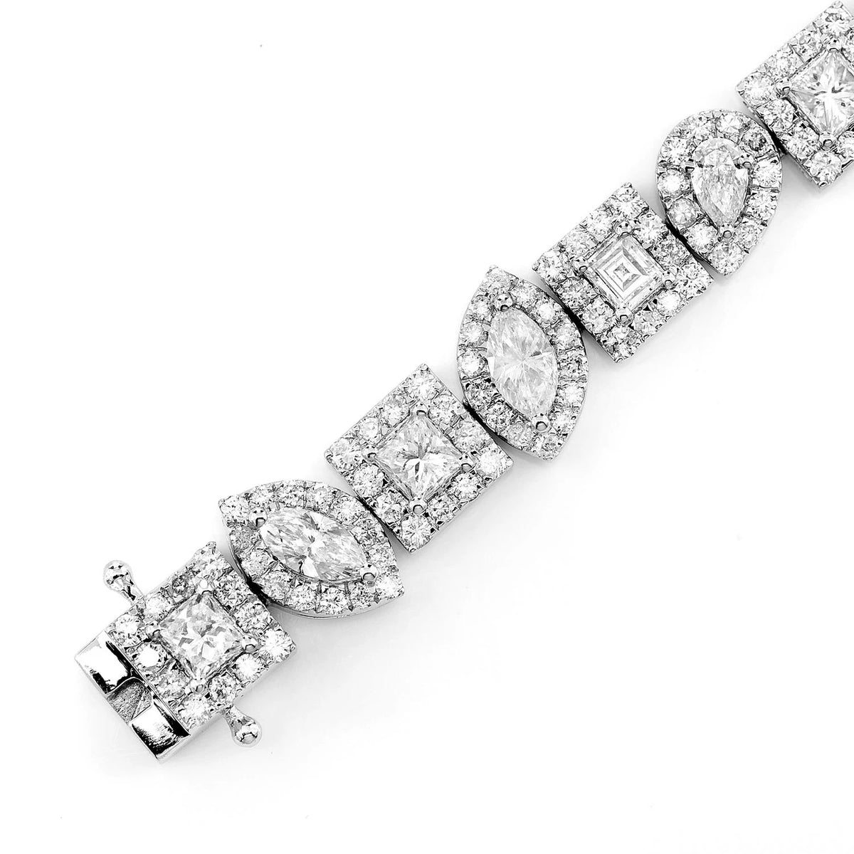 Multi Shape Diamond Halo Tennis Bracelet