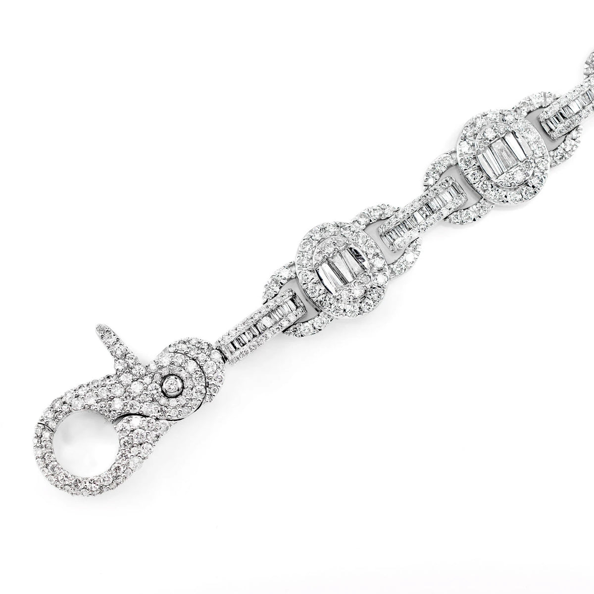 Oval Frame Baguette and Round Diamond Bracelet