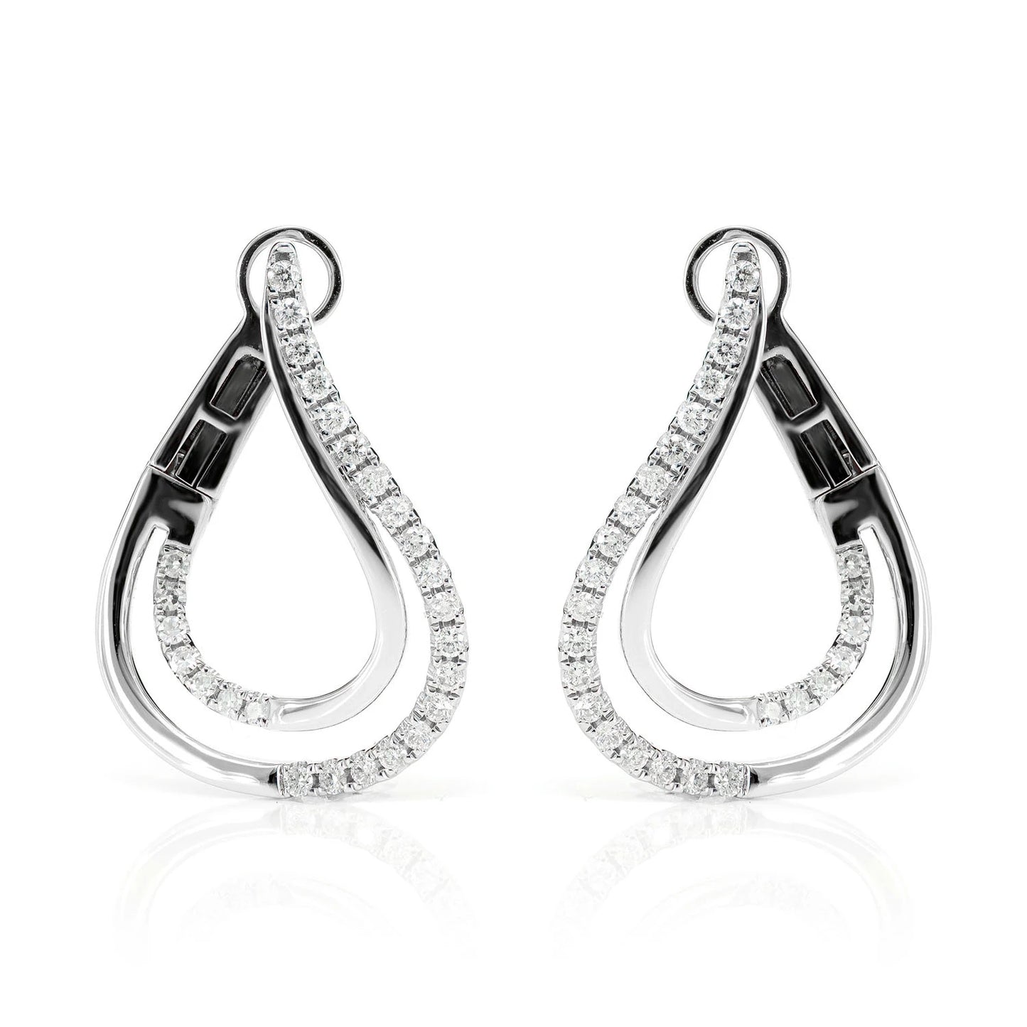 Twisted Teardrop Diamond Hoop Earrings