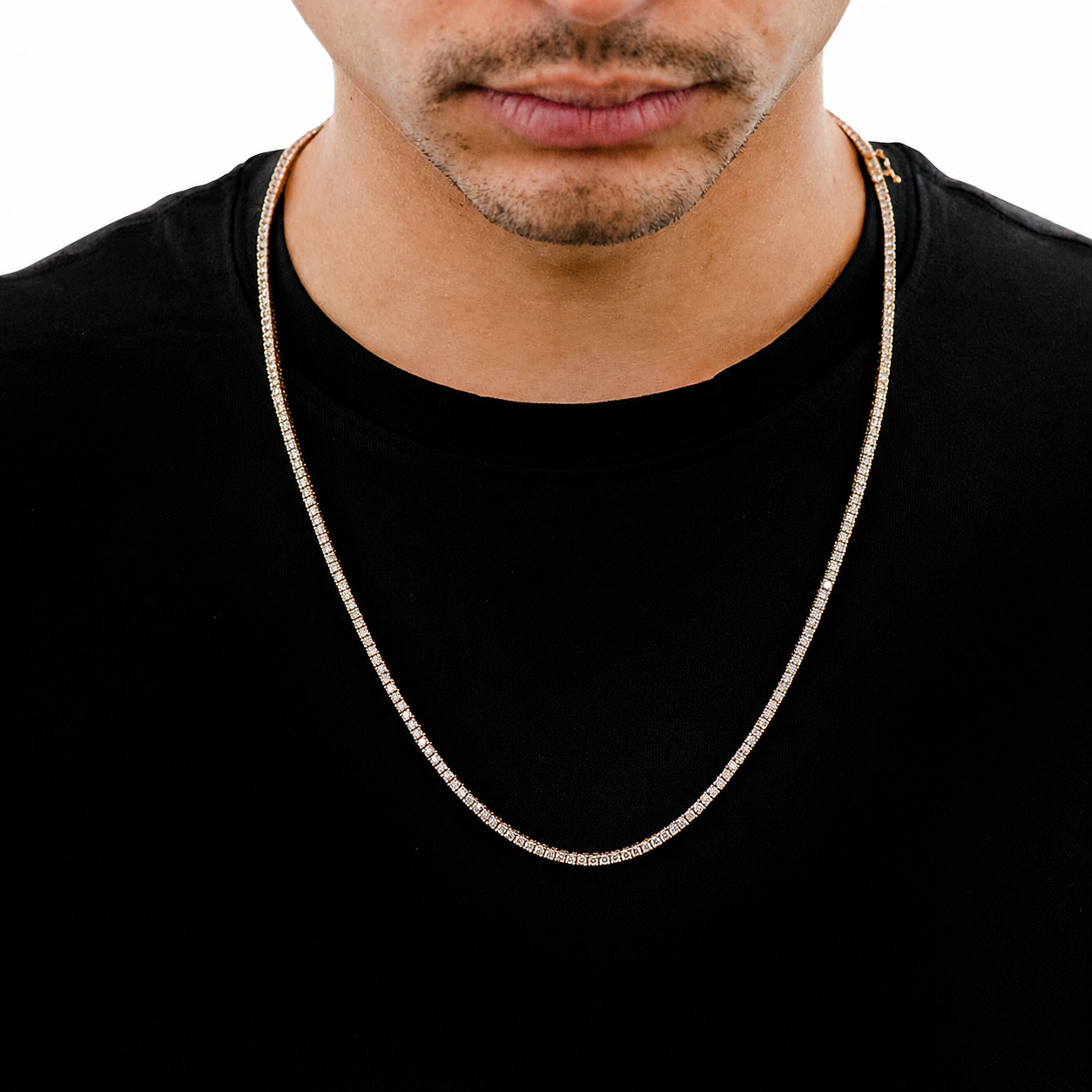 Prong Diamond Tennis Necklace in 14K rose gold, 4pt / 8.75ctw, alternate view