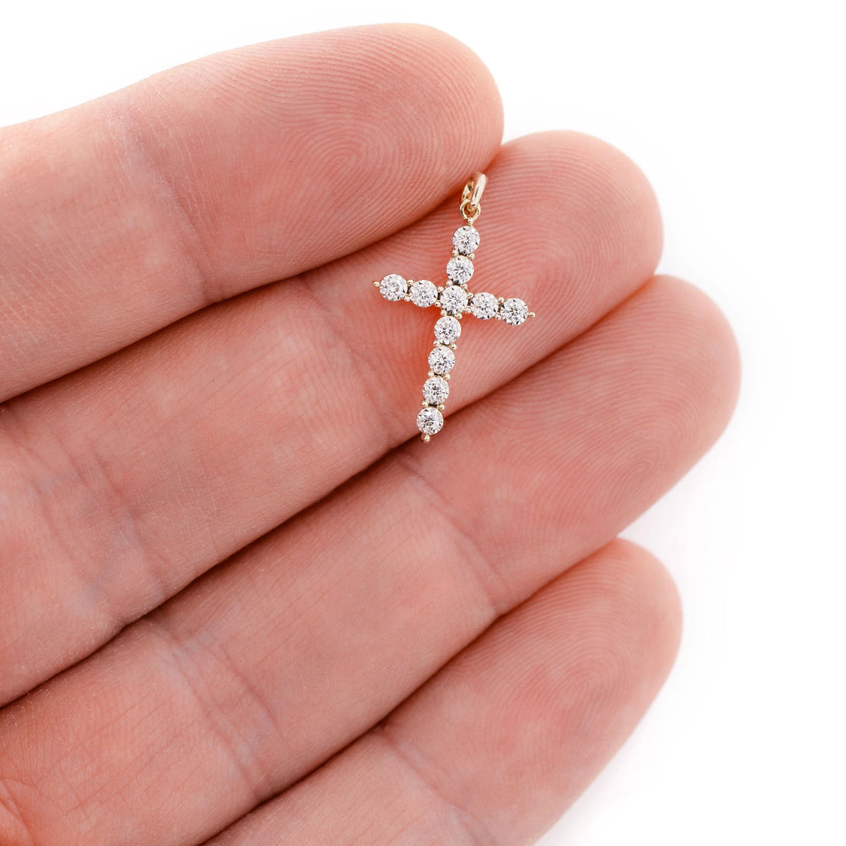 One Row Miracle Set Diamond Cross Pendant
