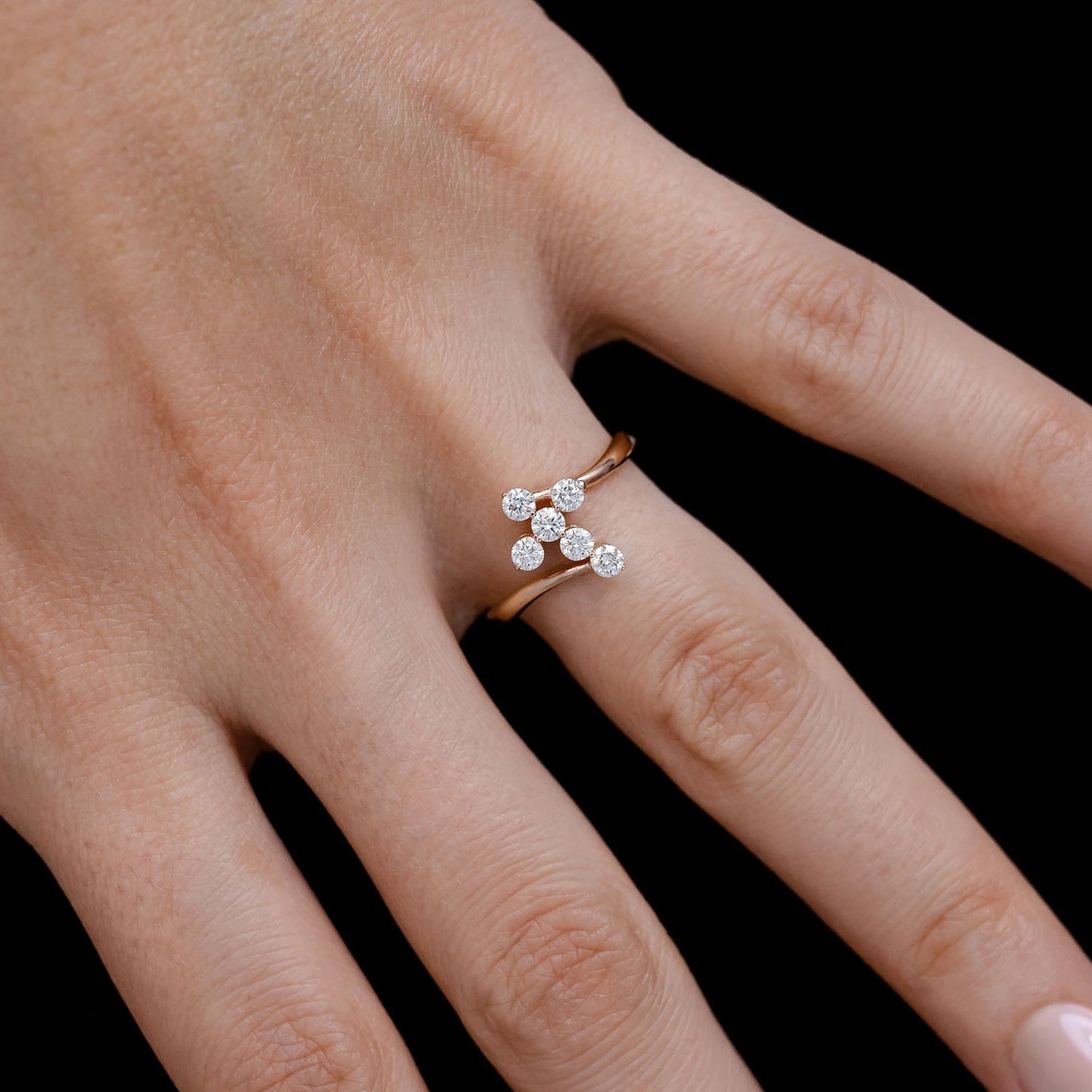 Bypass Diamond Cross Ring in 14K yellow gold, alternate view