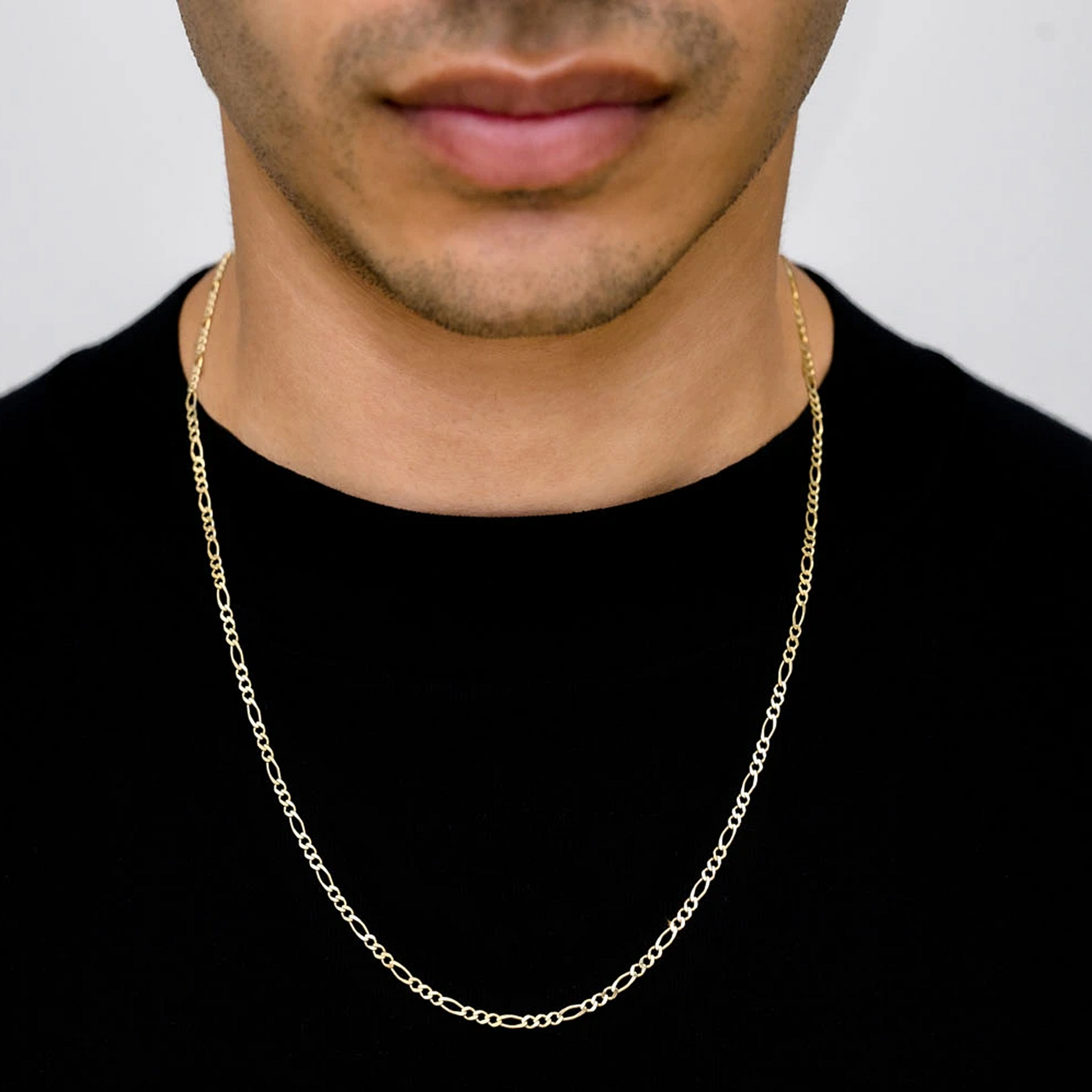 Figaro Gold Chain in 14K yellow gold, 2.5mm width, alternate view