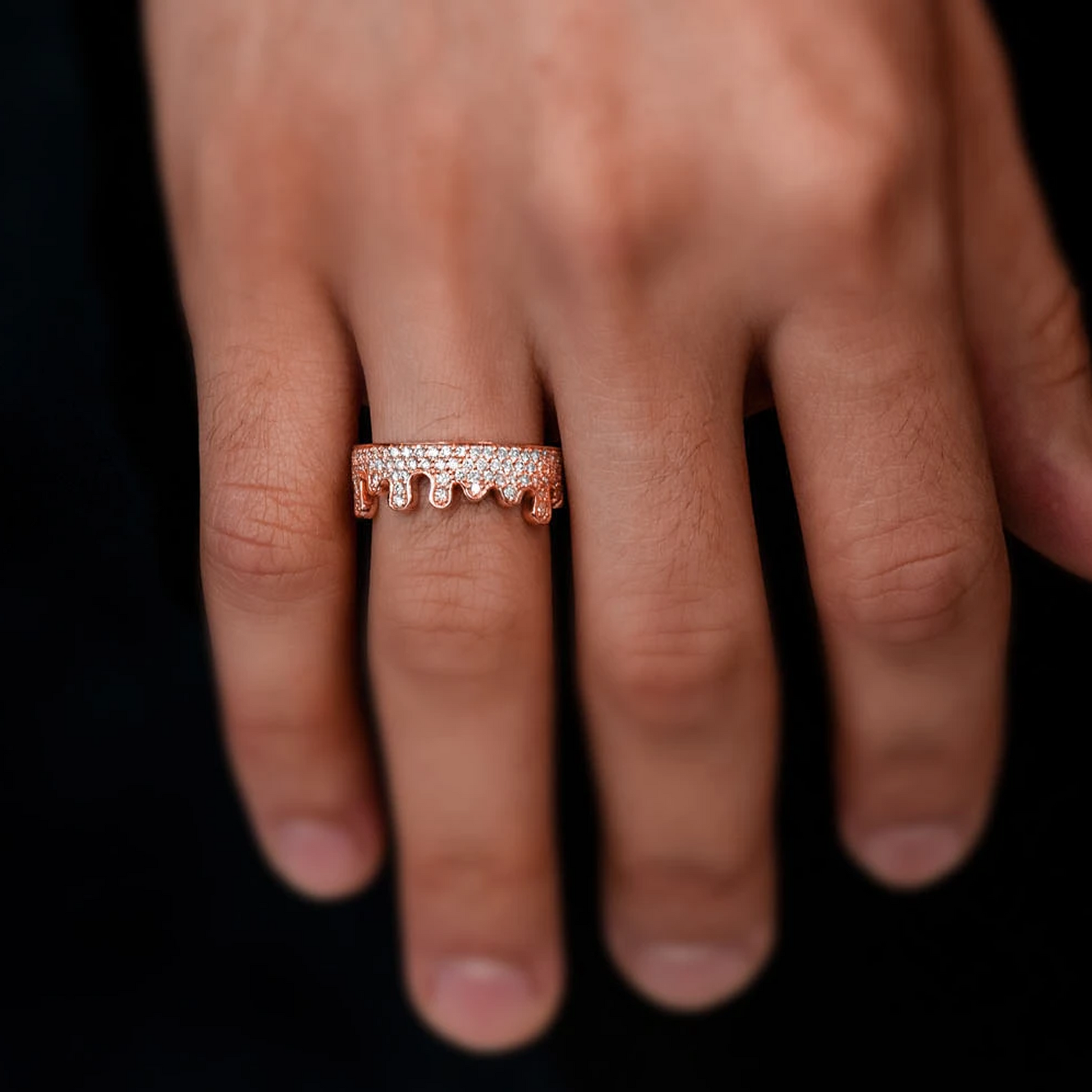 Diamond Drip Ring in 14K rose gold, 1.00ctw, alternate view
