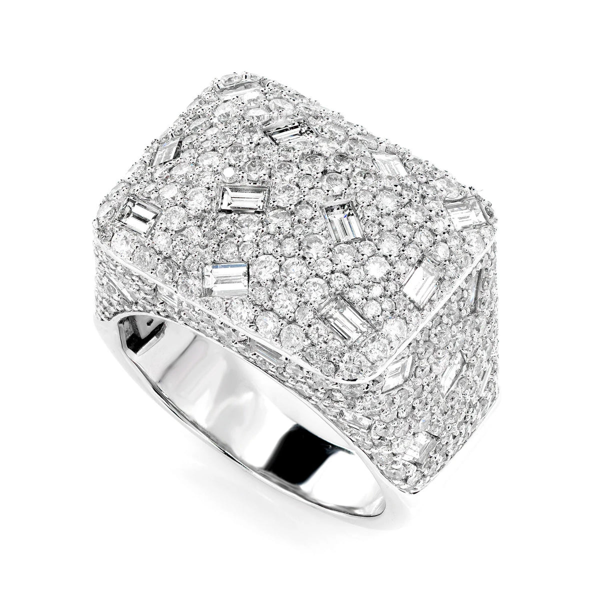 Rectangle Gypsy Baguette Signet Diamond Ring