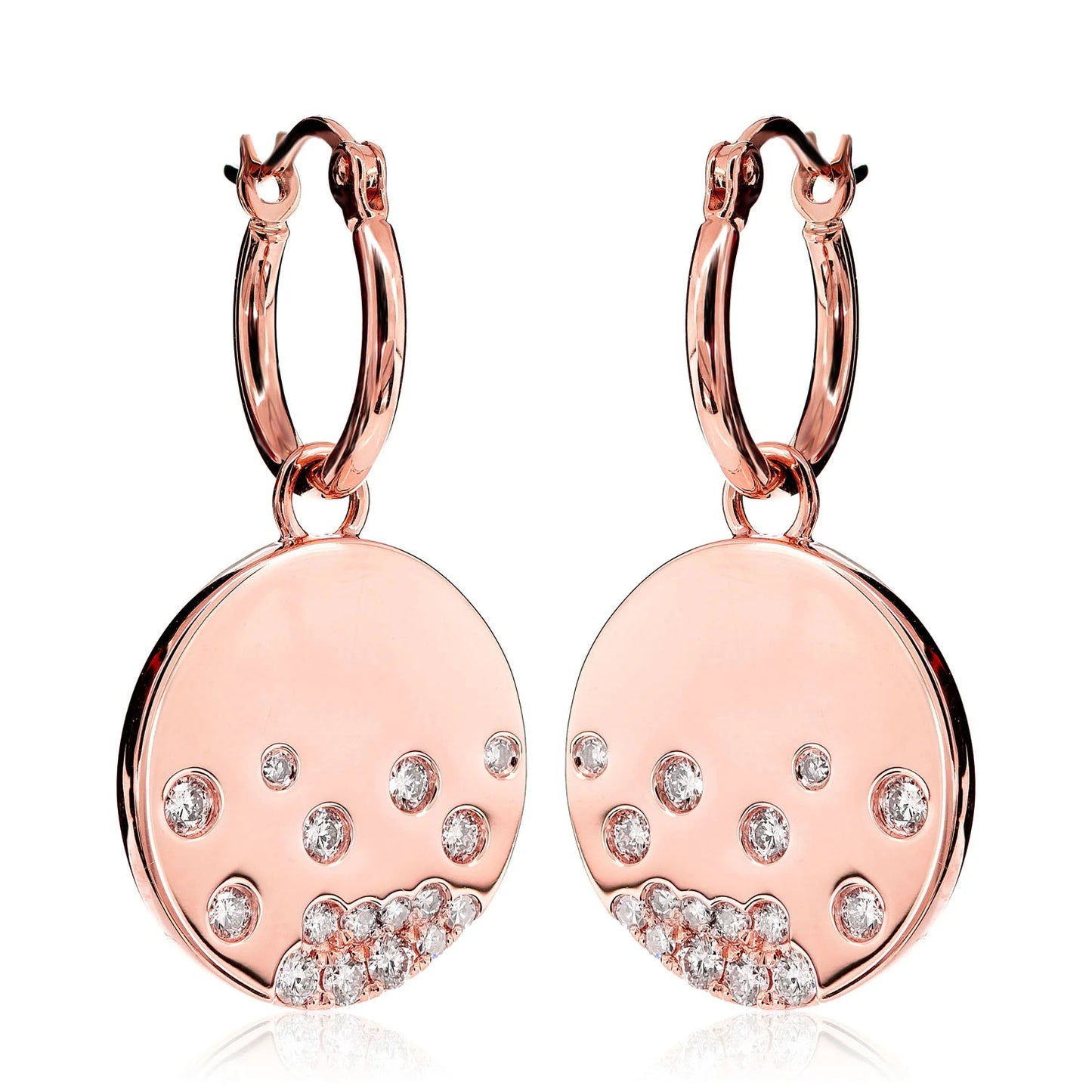 Detachable Scattered Gypsy Set Diamond Dangle Hoop Earrings
