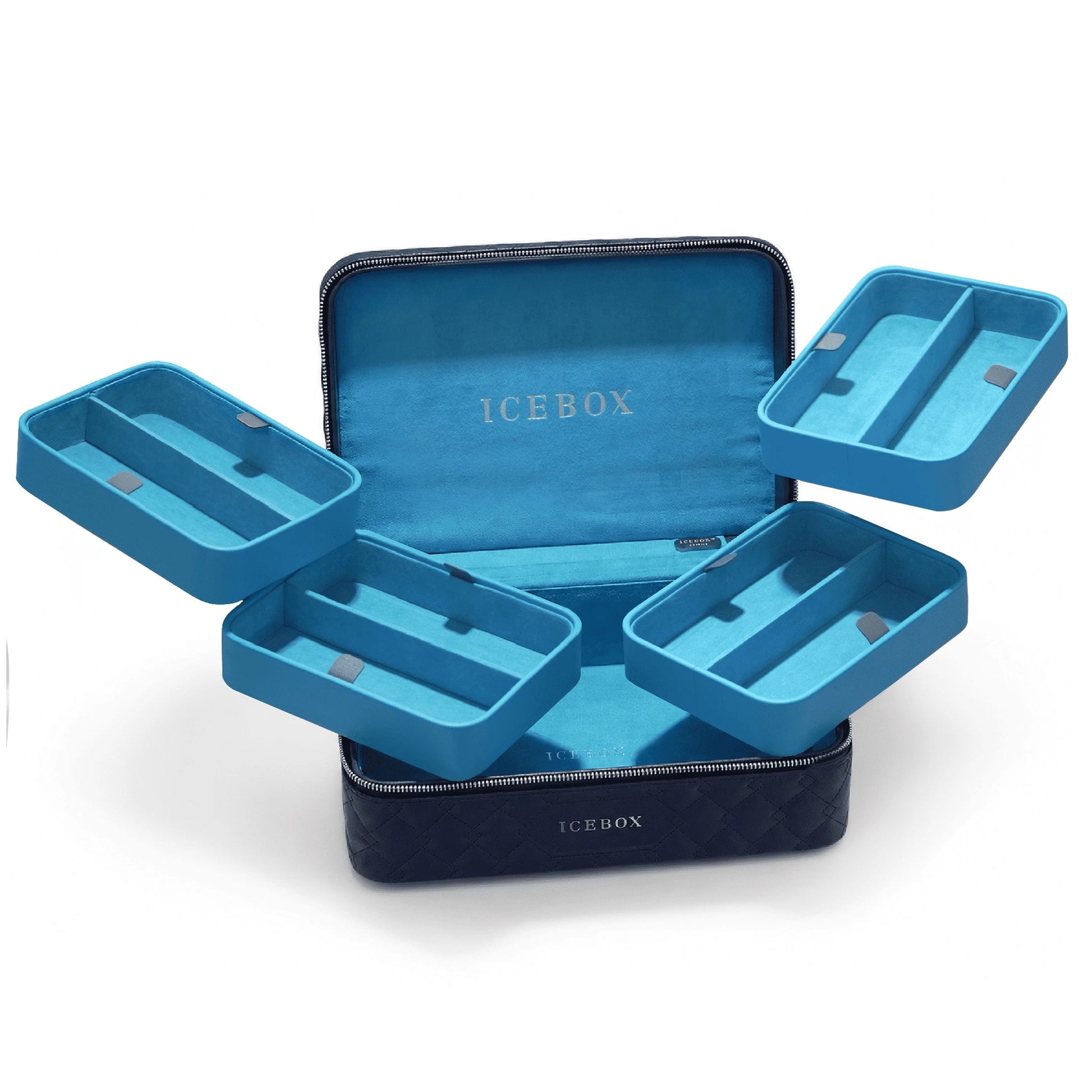 Icebox Large Traveler Case in navy, 8-sunglass capacity, detail view 2