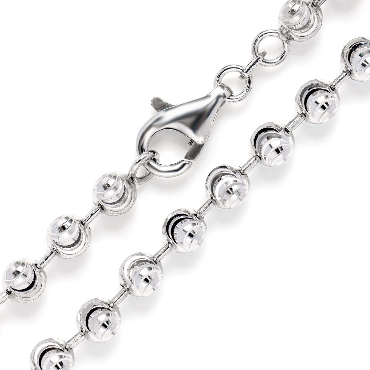 Sterling Silver Mooncut Chain in 925 sterling silver, 2.25mm width, angled view